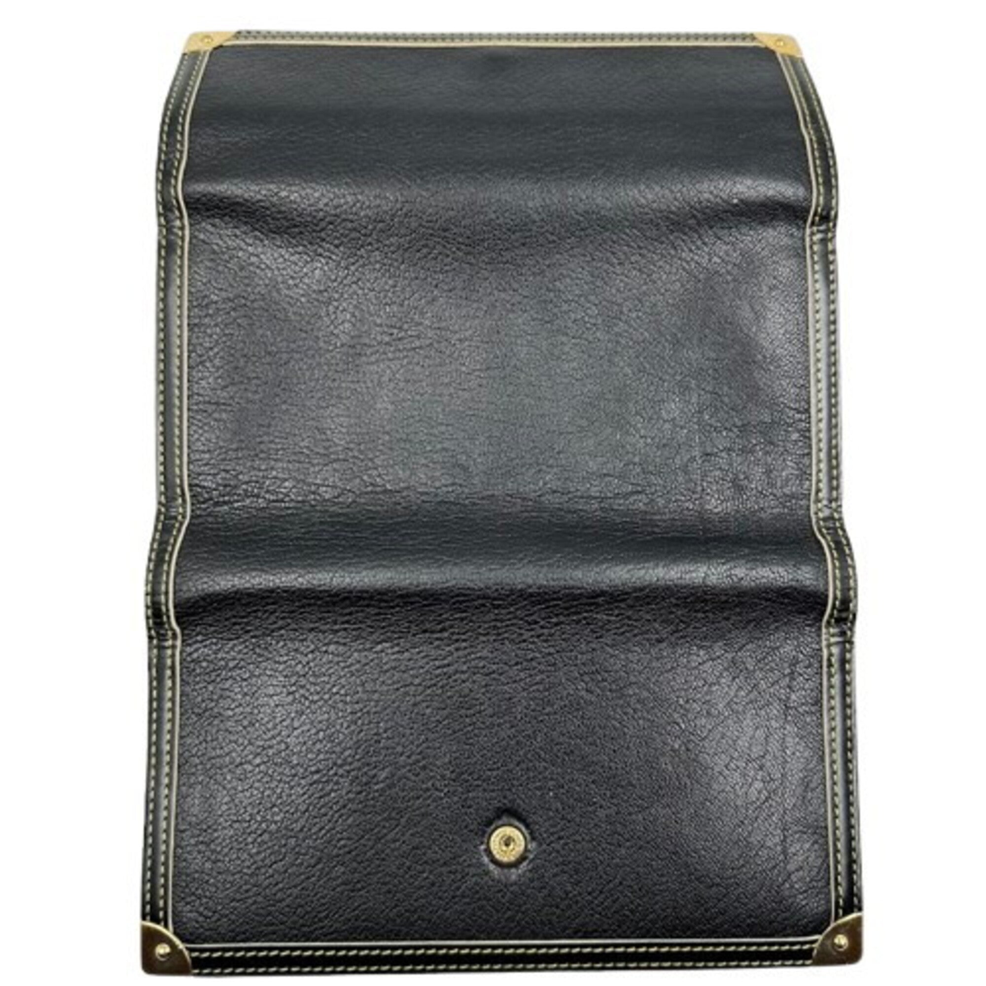 Louis Vuitton Suhali Black Leather Long Wallet (Tri-Fold) (Pre-Owned)