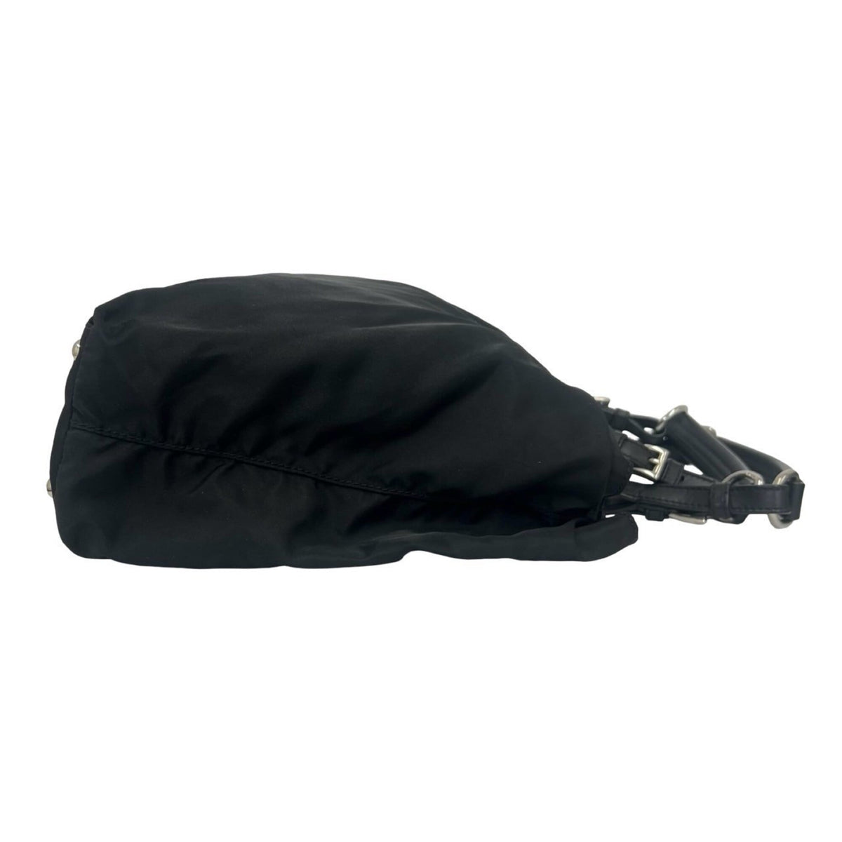 Prada Black Nylon Leather Shoulder Bag Tote Bag (Pre-Owned)