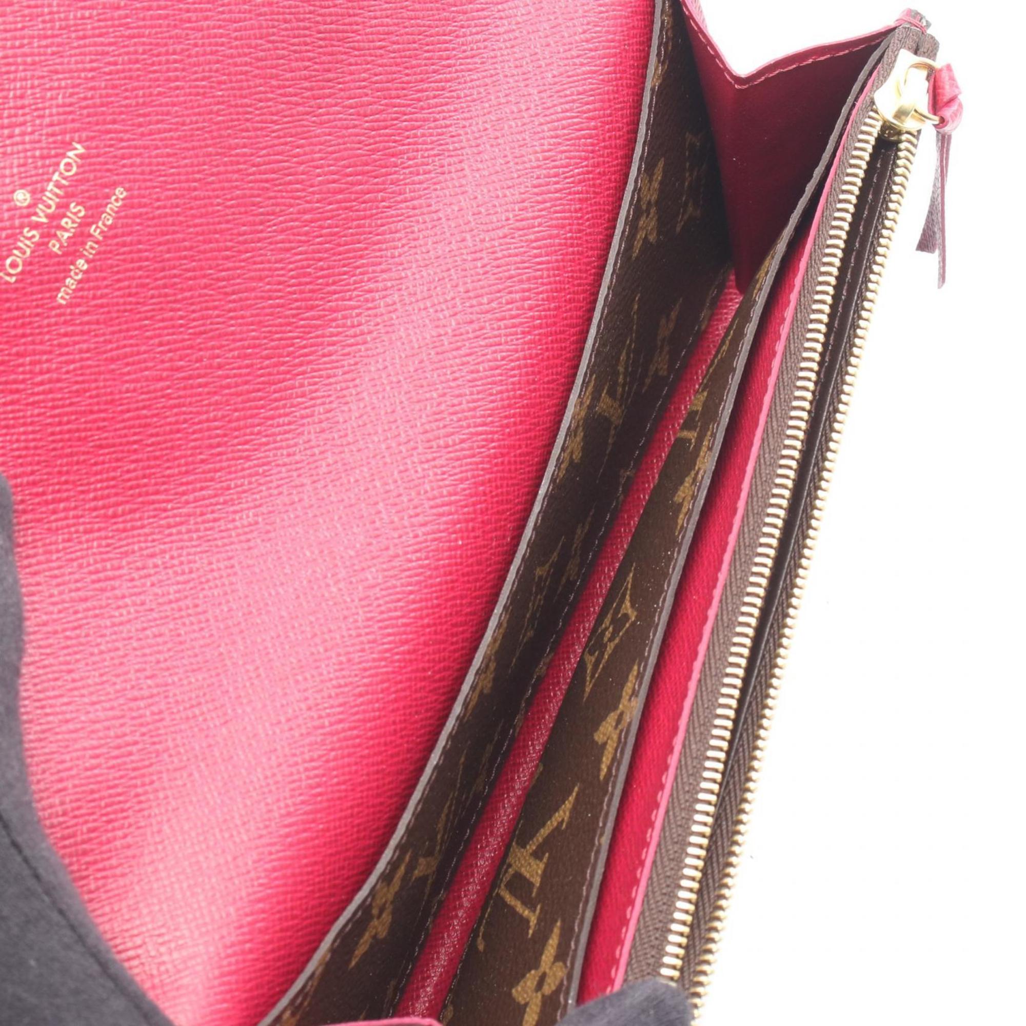 Louis Vuitton Brown Fuchsia Monogram Pink Monogram Leather Long Wallet (Bi-Fold) (Pre-Owned)