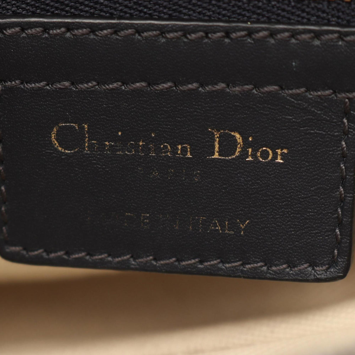 Christian Dior Beige Navy Canvas Leather Saddle Bag (Pre-Owned)