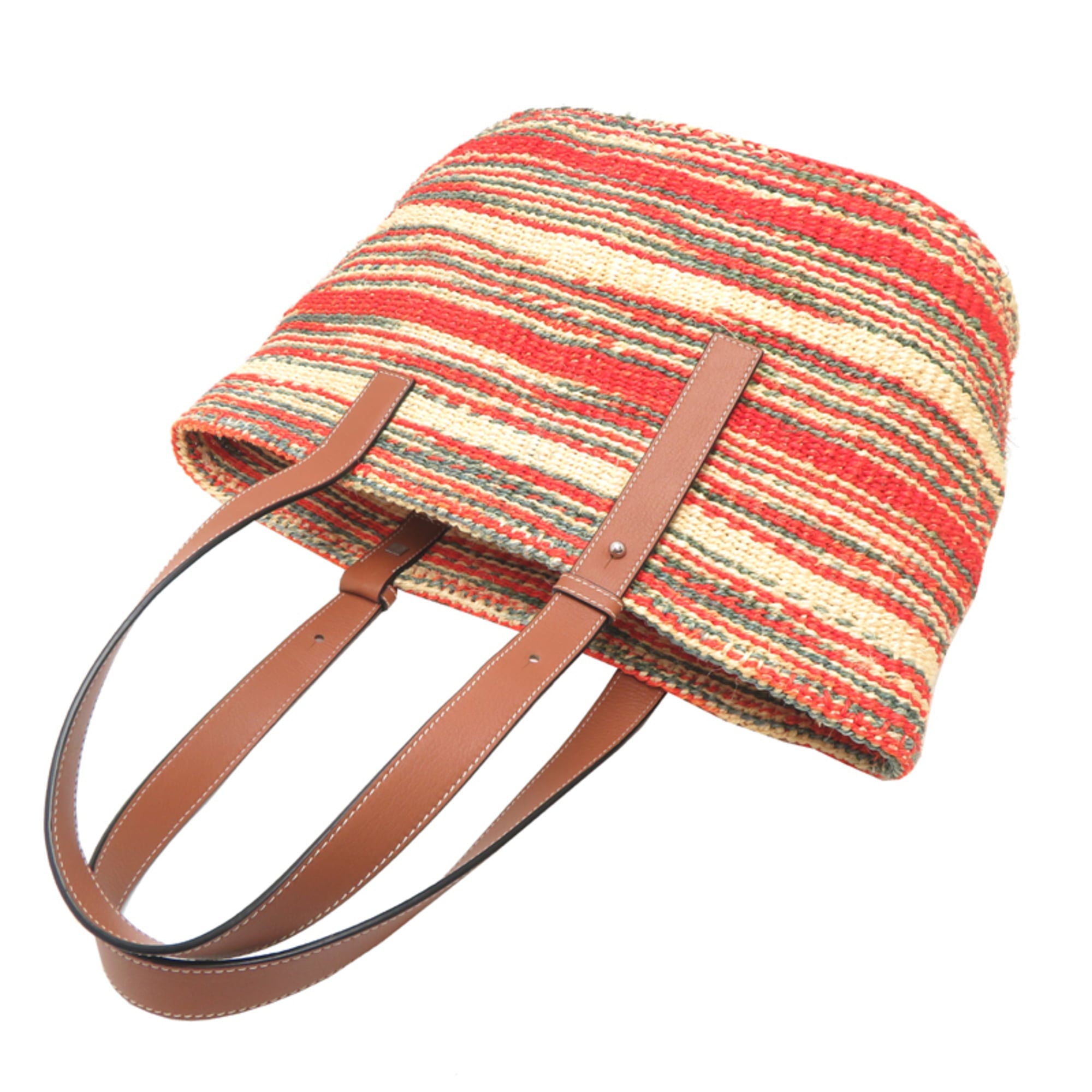 Loewe Brown Green Orange Hemp Basket Shoulder Bag (Pre-Owned)