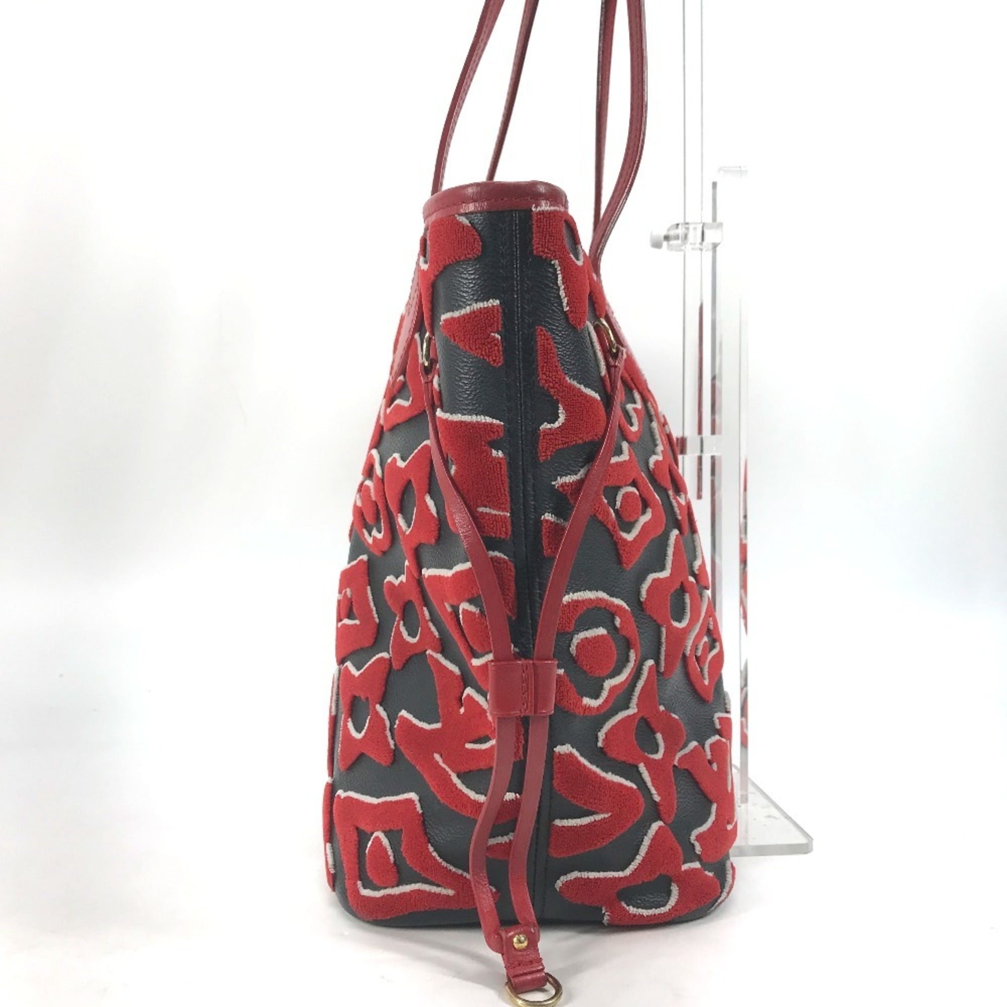 Louis Vuitton Black Red Color Monogram Canvas Pouch Shoulder Bag Tote Bag (Pre-Owned)