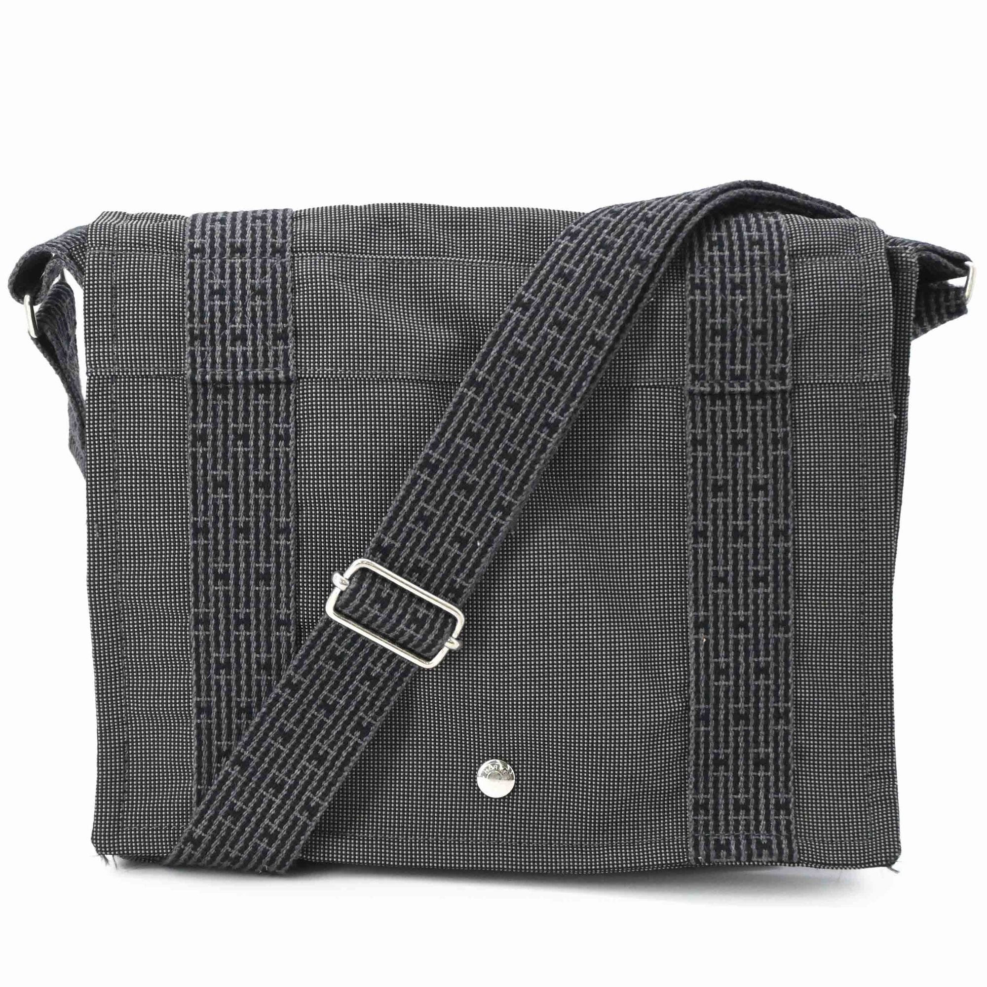 Hermes Her Line Gray Nylon Canvas Shoulder Bag (Pre-Owned)