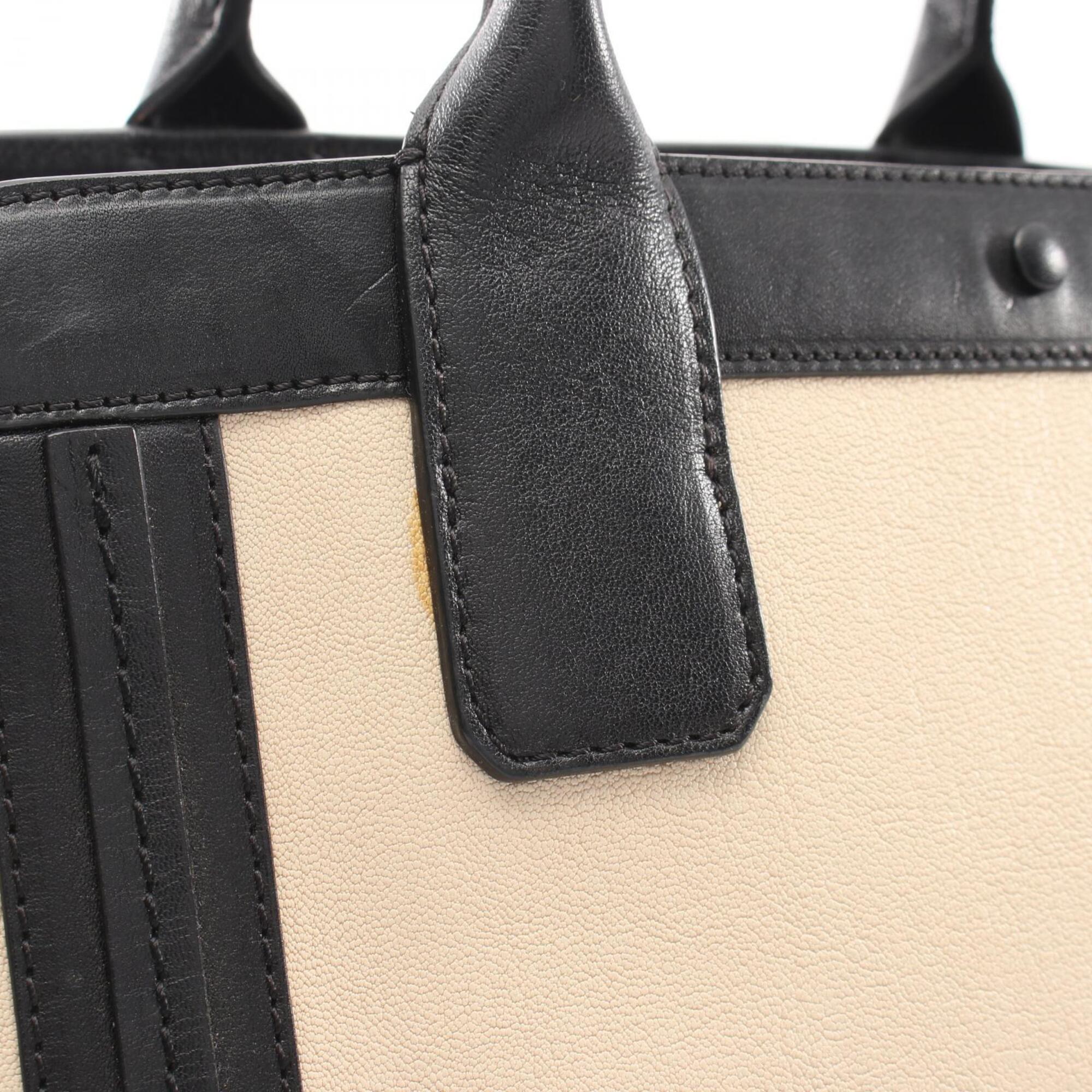 Chloé Beige Black Leather Handbag Tote Bag (Pre-Owned)