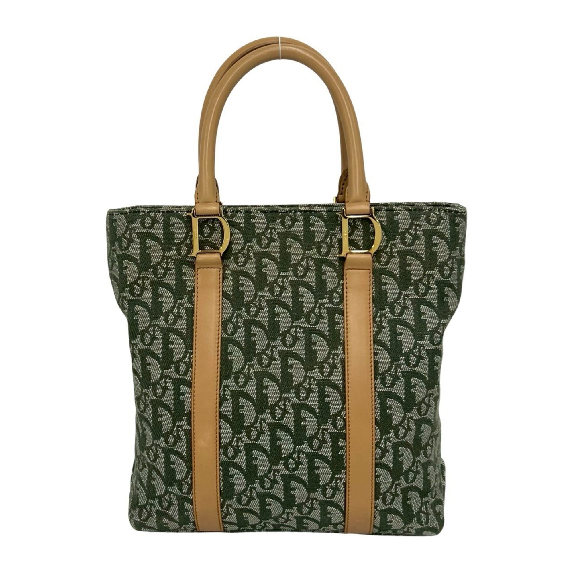 Christian Dior Brown Khaki Canvas Leather Handbag (Pre-Owned)