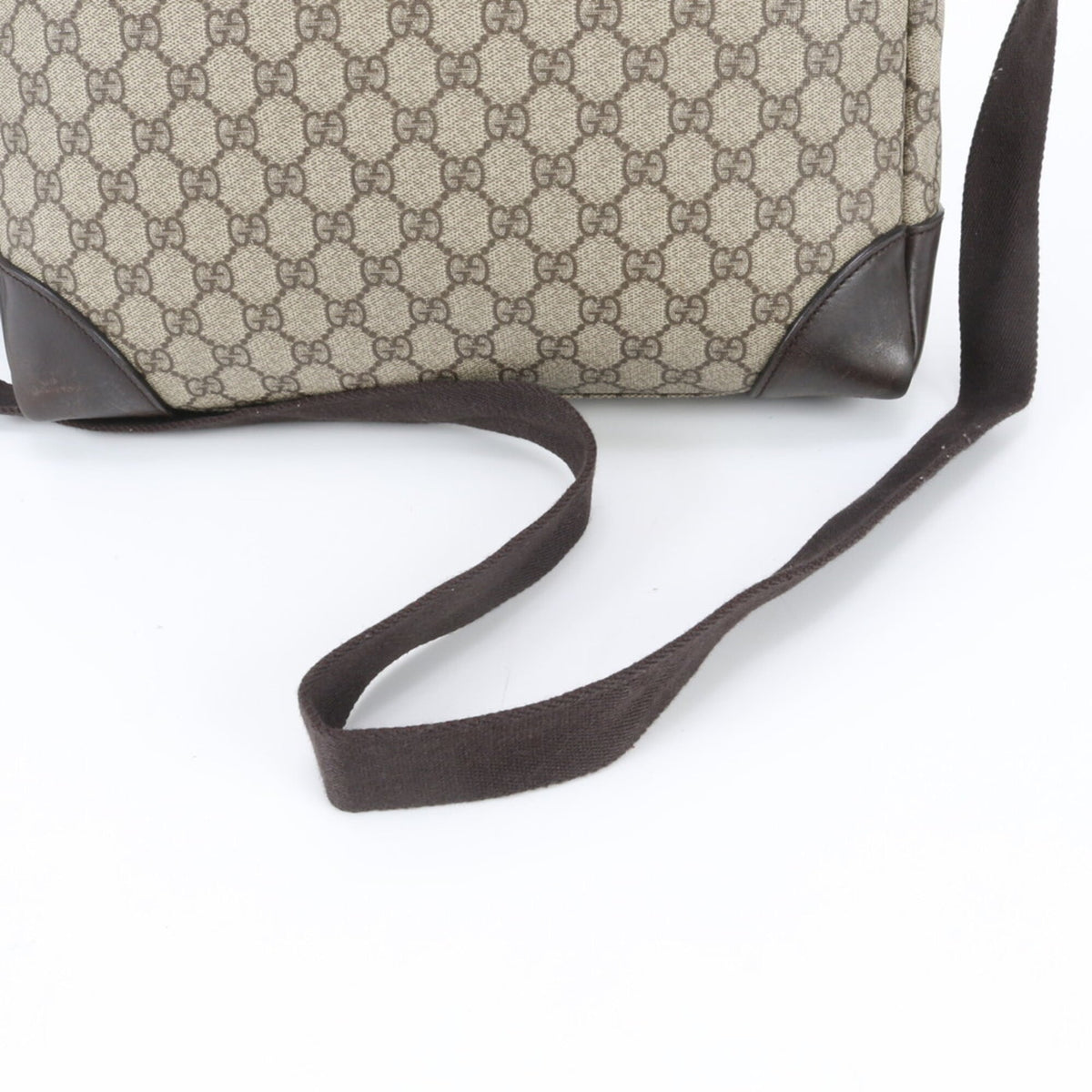Gucci Brown Leather Coated Canvas Messenger Bag Shoulder Bag (Pre-Owned)