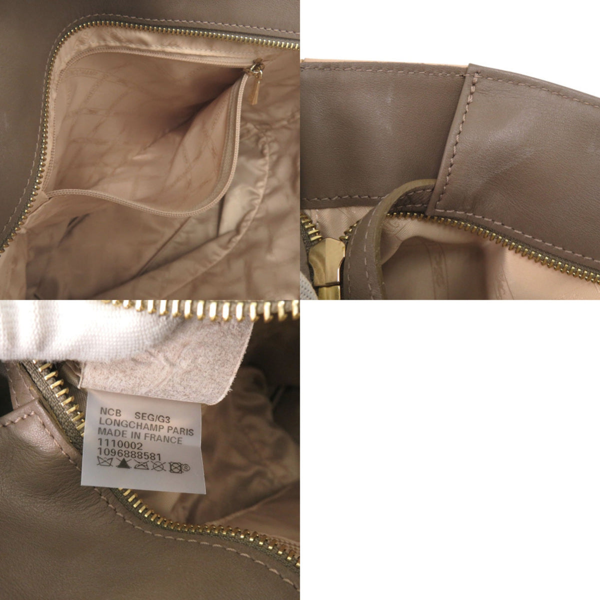 Longchamp Brown Pink Beige Leather Tote Bag (Pre-Owned)