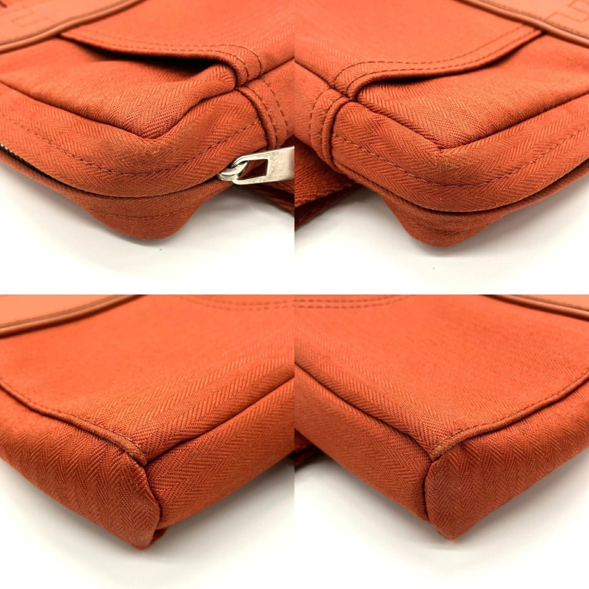 Hermes Acapulco Orange Toile Chevron Leather Fanny Pack Pochette (Pre-Owned)