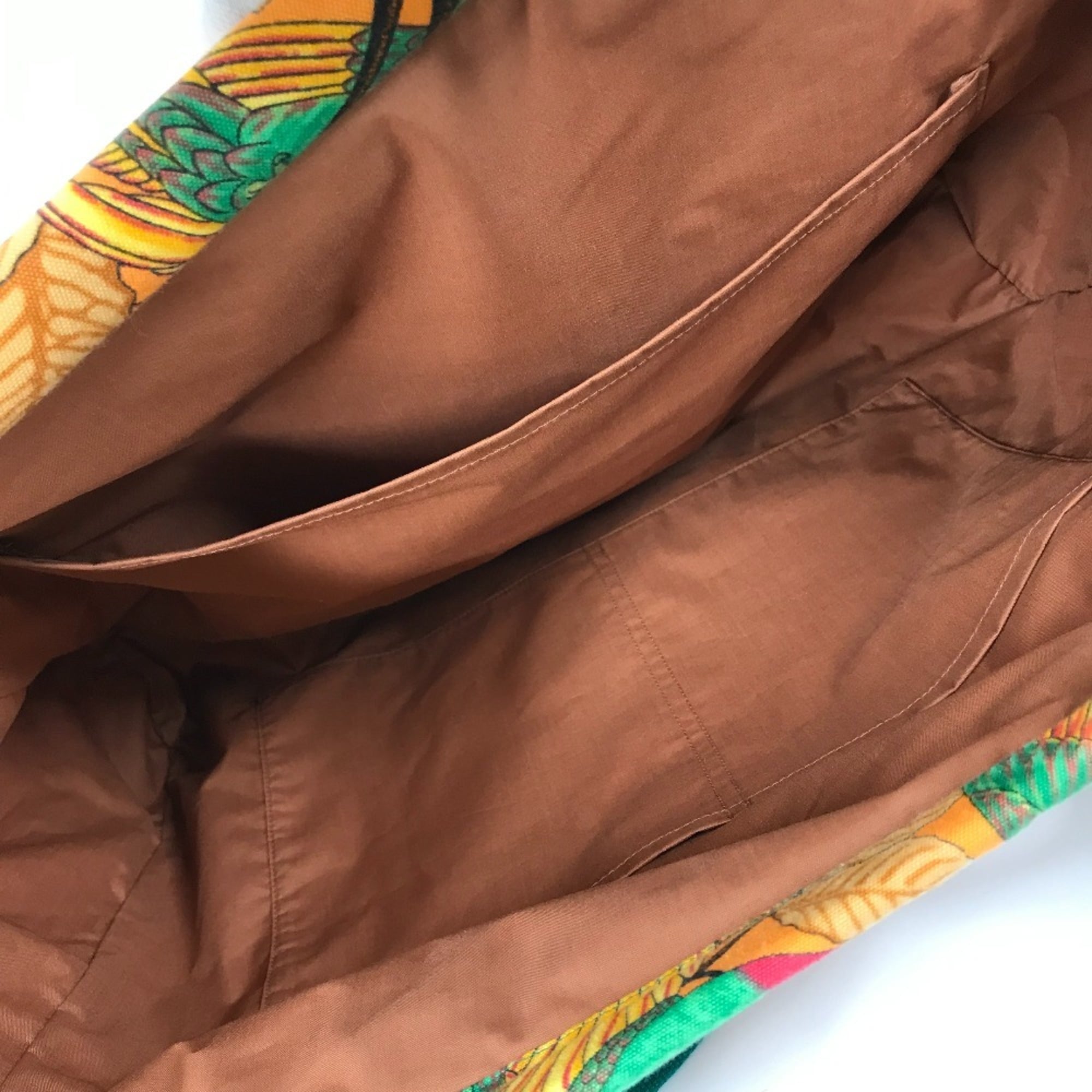 Hermes Green Orange Canvas Shoulder Bag Tote Bag (Pre-Owned)