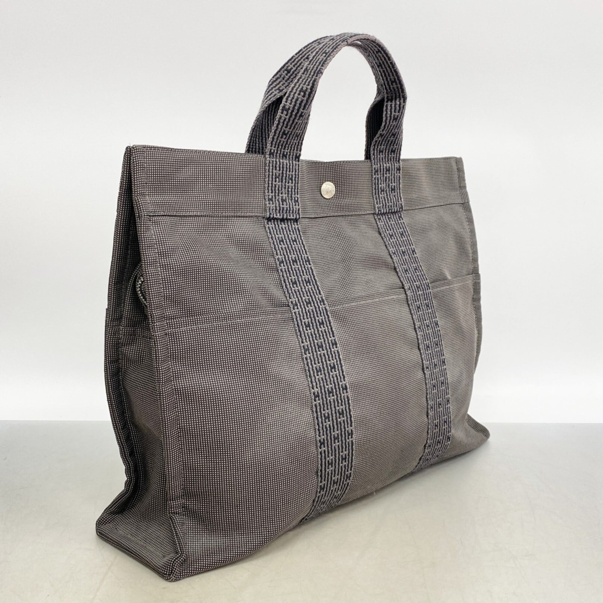 Hermes Gray Canvas Tote Bag (Pre-Owned)