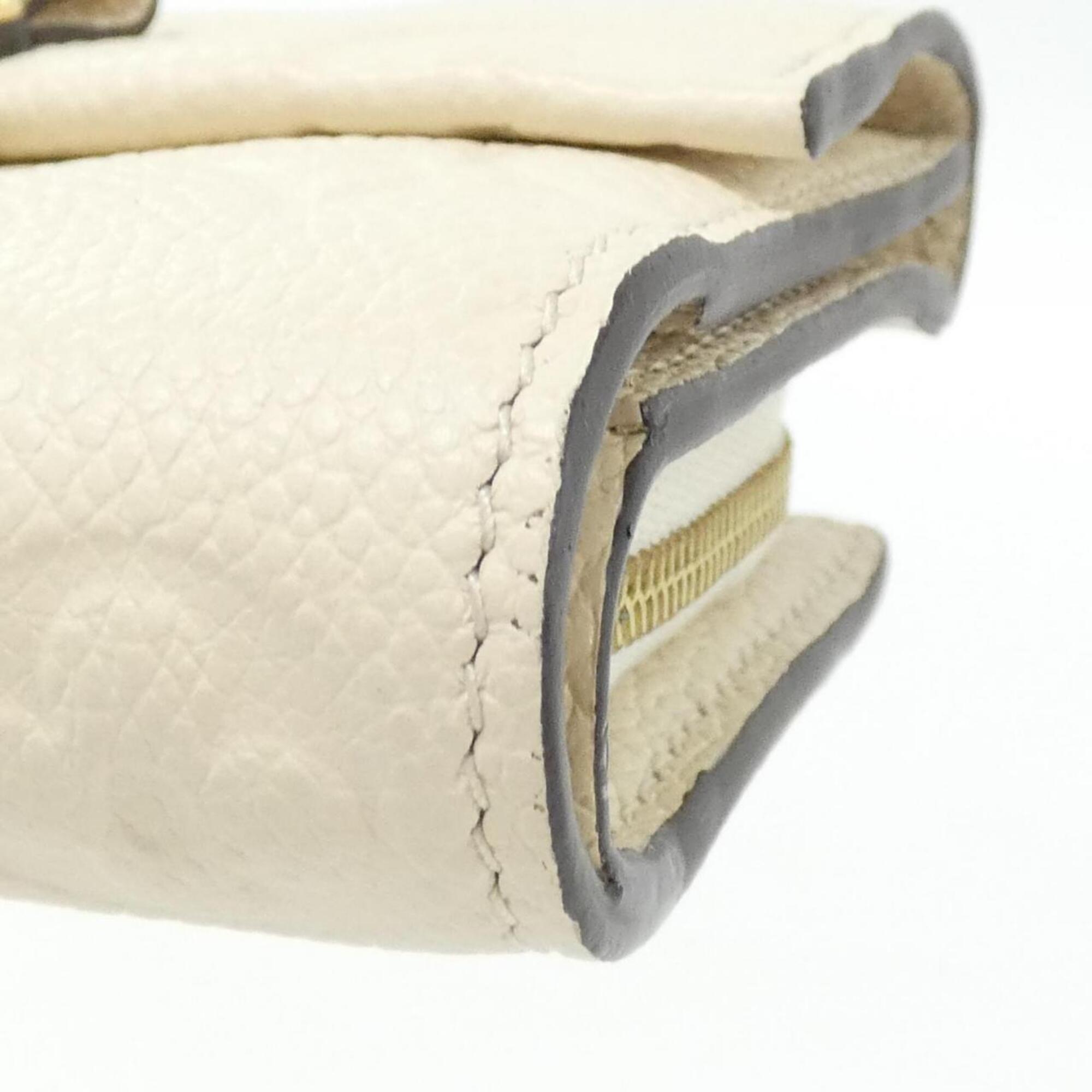Louis Vuitton Beige Leather Wallet (Tri-Fold) (Pre-Owned)