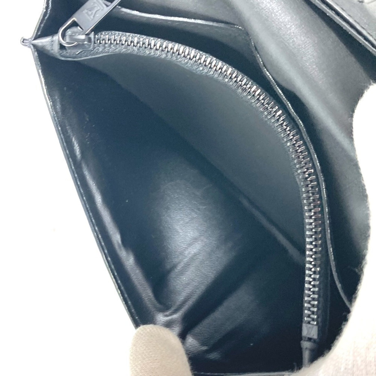 Louis Vuitton Black Leather Long Wallet (Bi-Fold) (Pre-Owned)