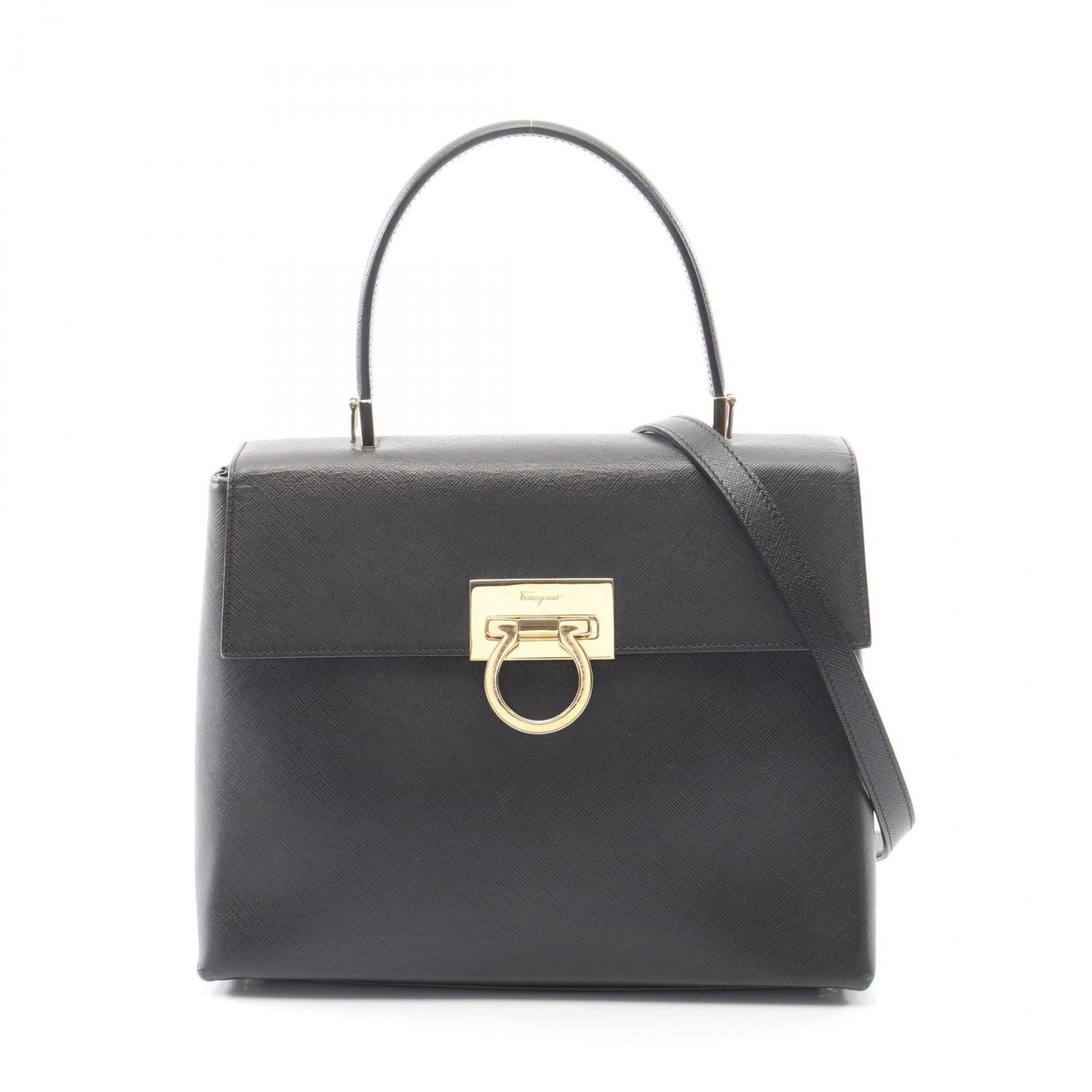 Salvatore Ferragamo Black Leather Handbag (Pre-Owned)