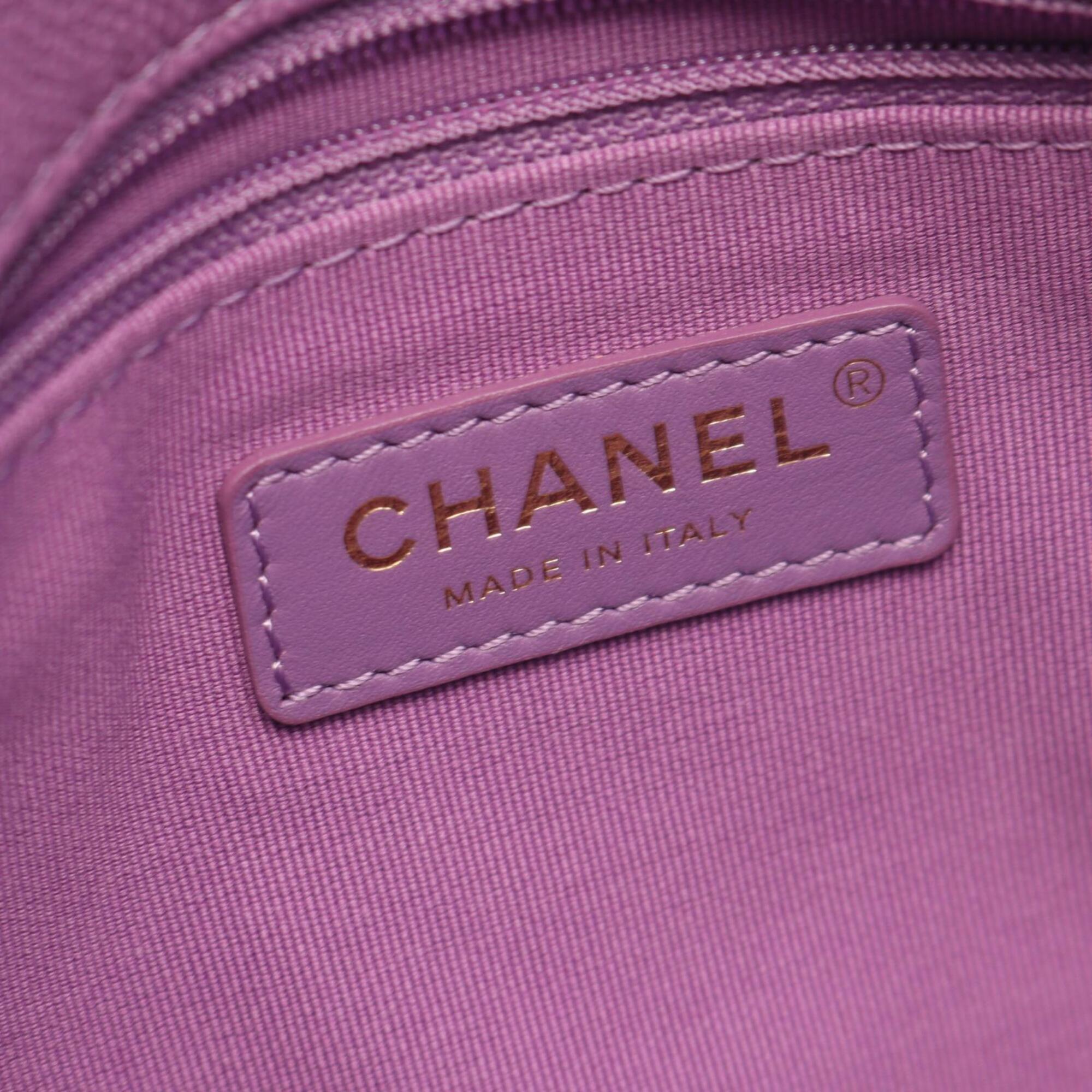 Chanel Purple Grained Calfskin Handbag Shoulder Bag (Pre-Owned)