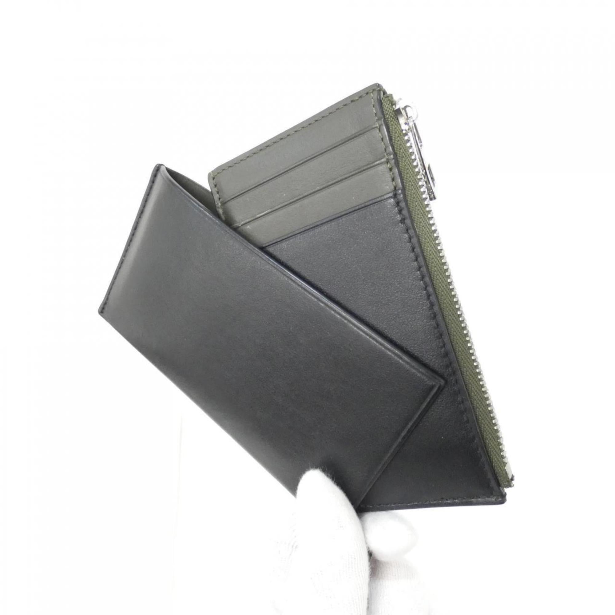 Loewe Black Dark Khaki Leather Coin Purse/Coin Case (Pre-Owned)