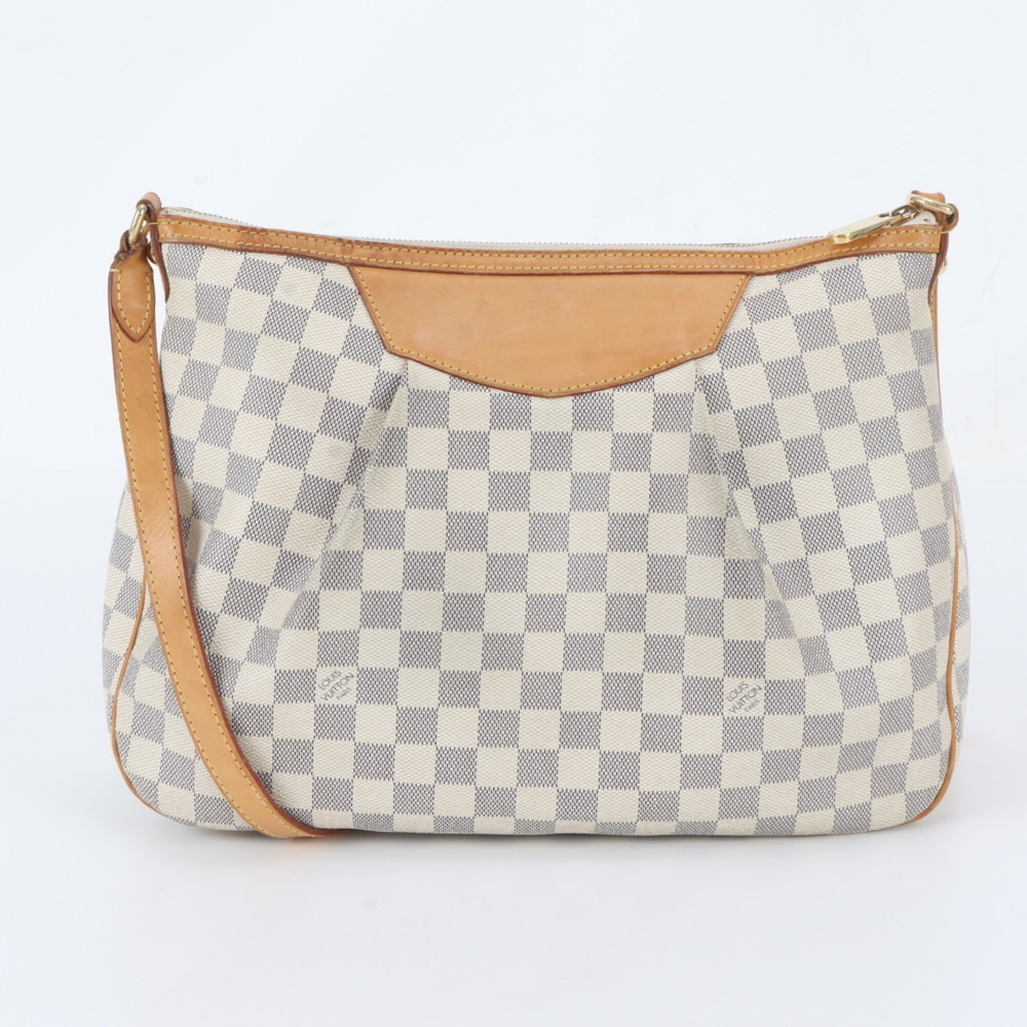 Louis Vuitton Beige Brown Leather Coated Canvas Shoulder Bag Tote Bag (Pre-Owned)