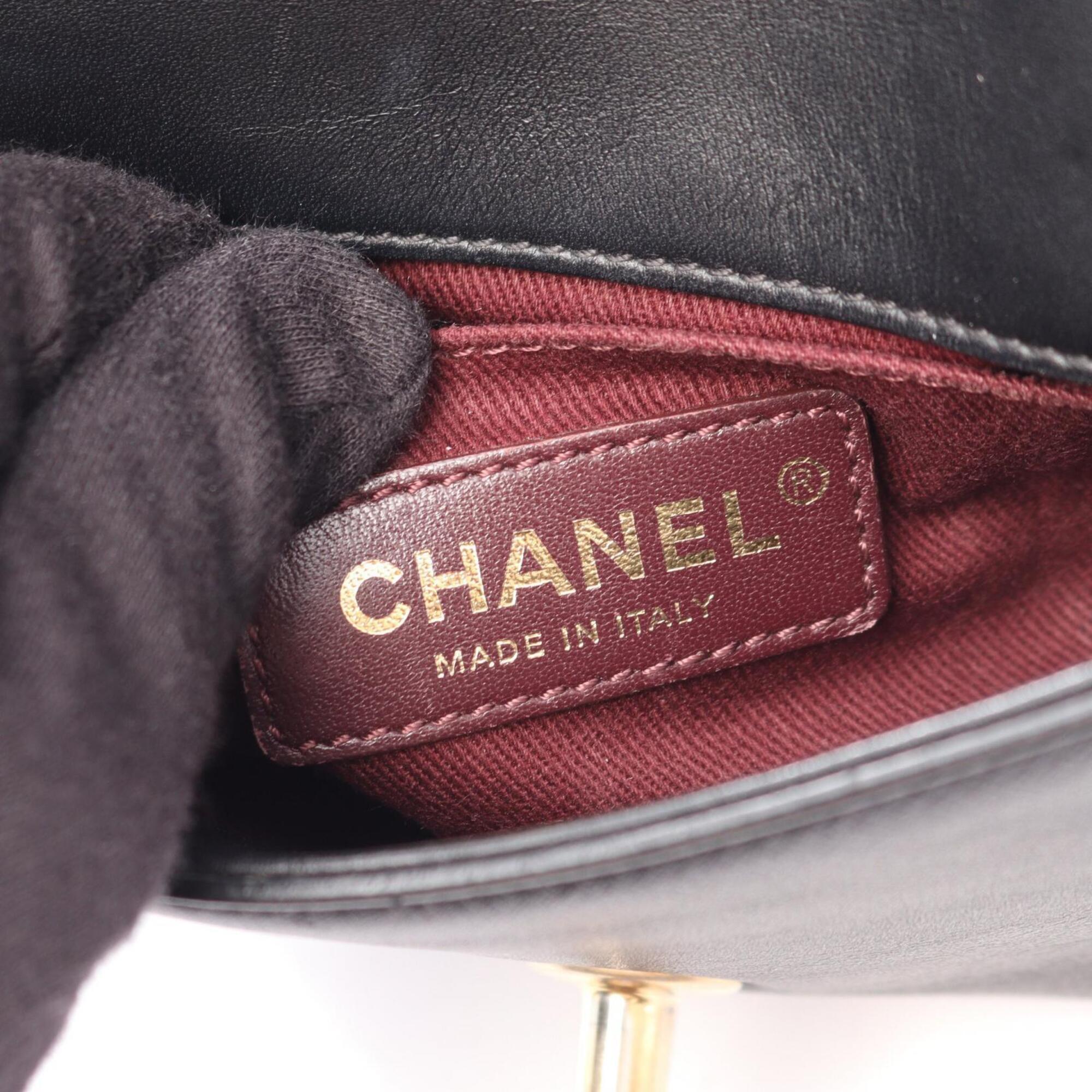 Chanel Black Leather Handbag Shoulder Bag (Pre-Owned)