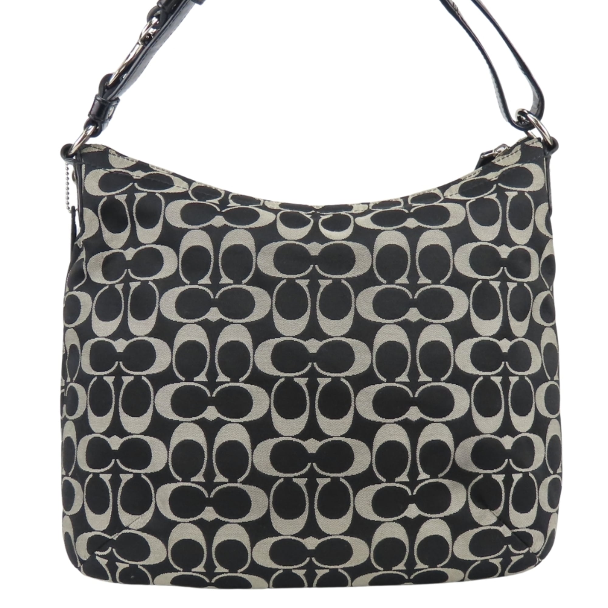 Coach Black Gray Canvas Patent Leather Shoulder Bag (Pre-Owned)