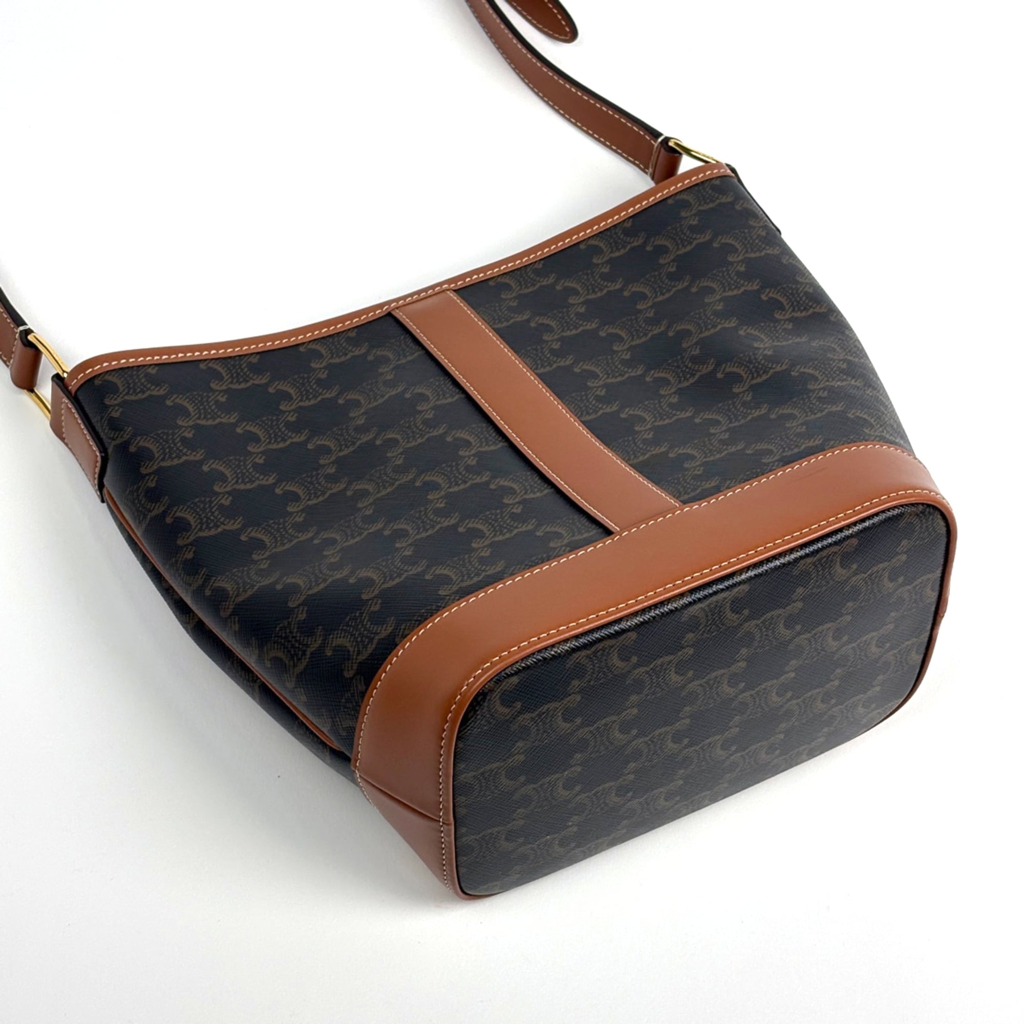 Celine Brown Coated Canvas Leather Shoulder Bag (Pre-Owned)