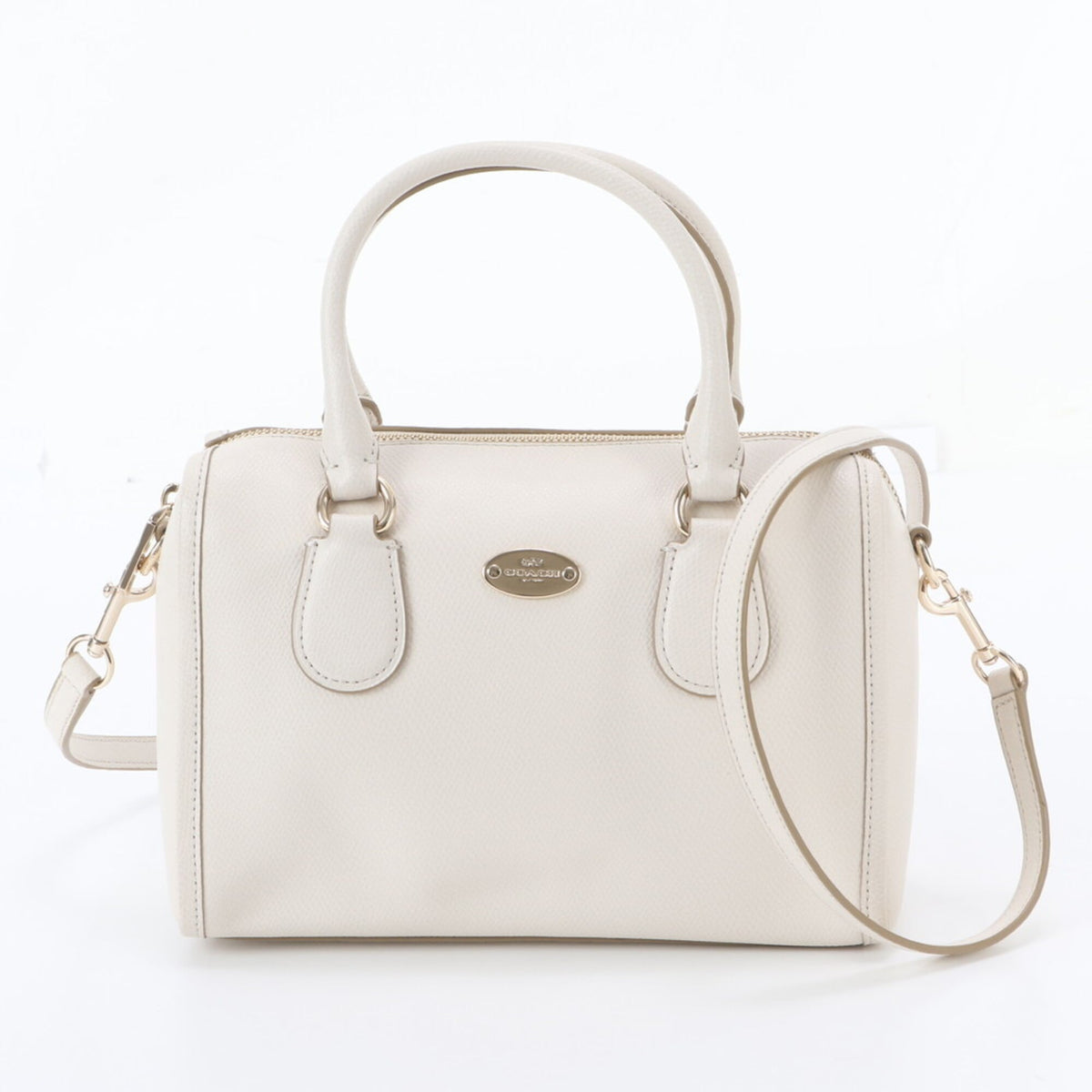 Coach Ivory Leather Boston Bag Crossbody Bag Handbag Shoulder Bag Tote Bag (Pre-Owned)