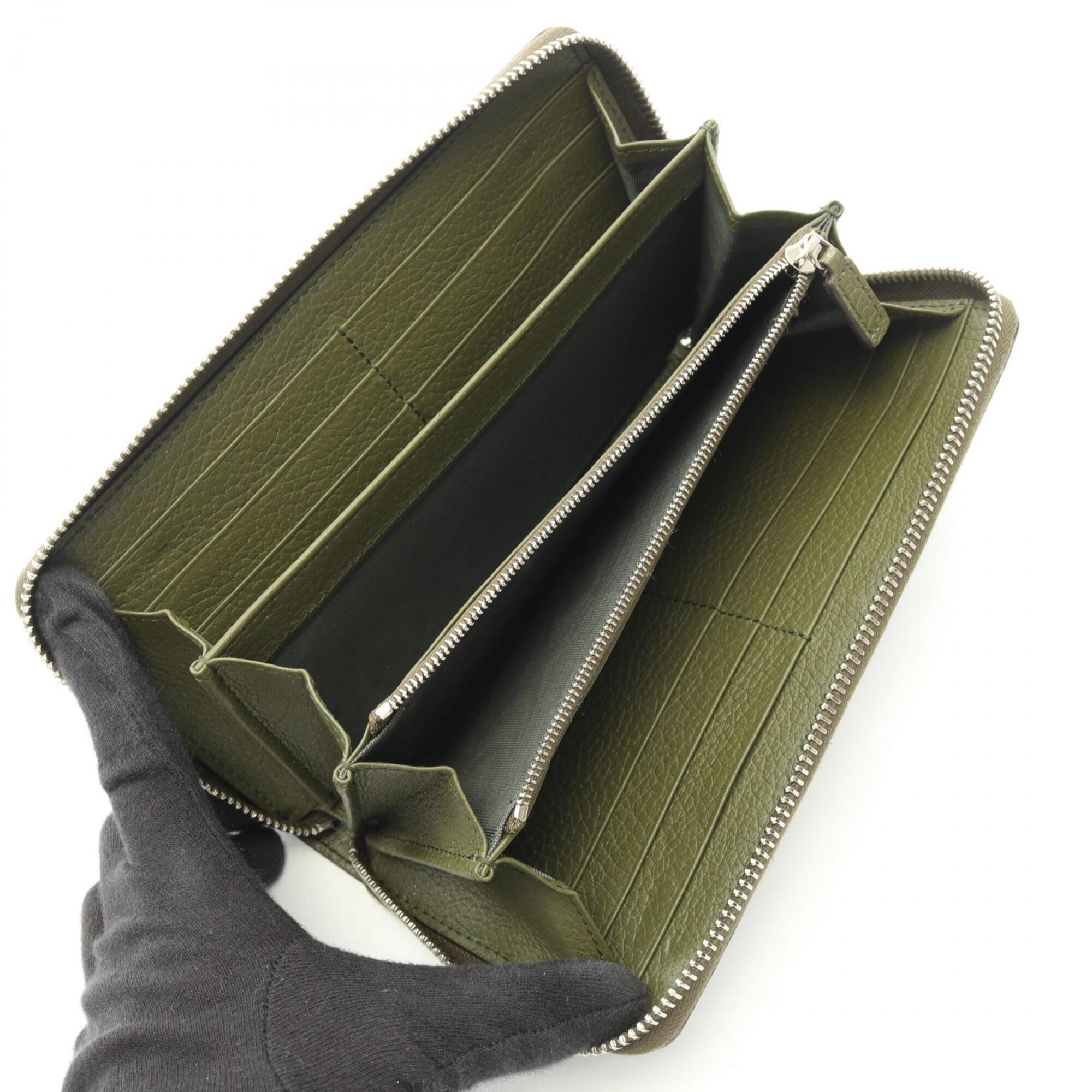 Gucci Khaki Leather Long Wallet (Bi-Fold) (Pre-Owned)