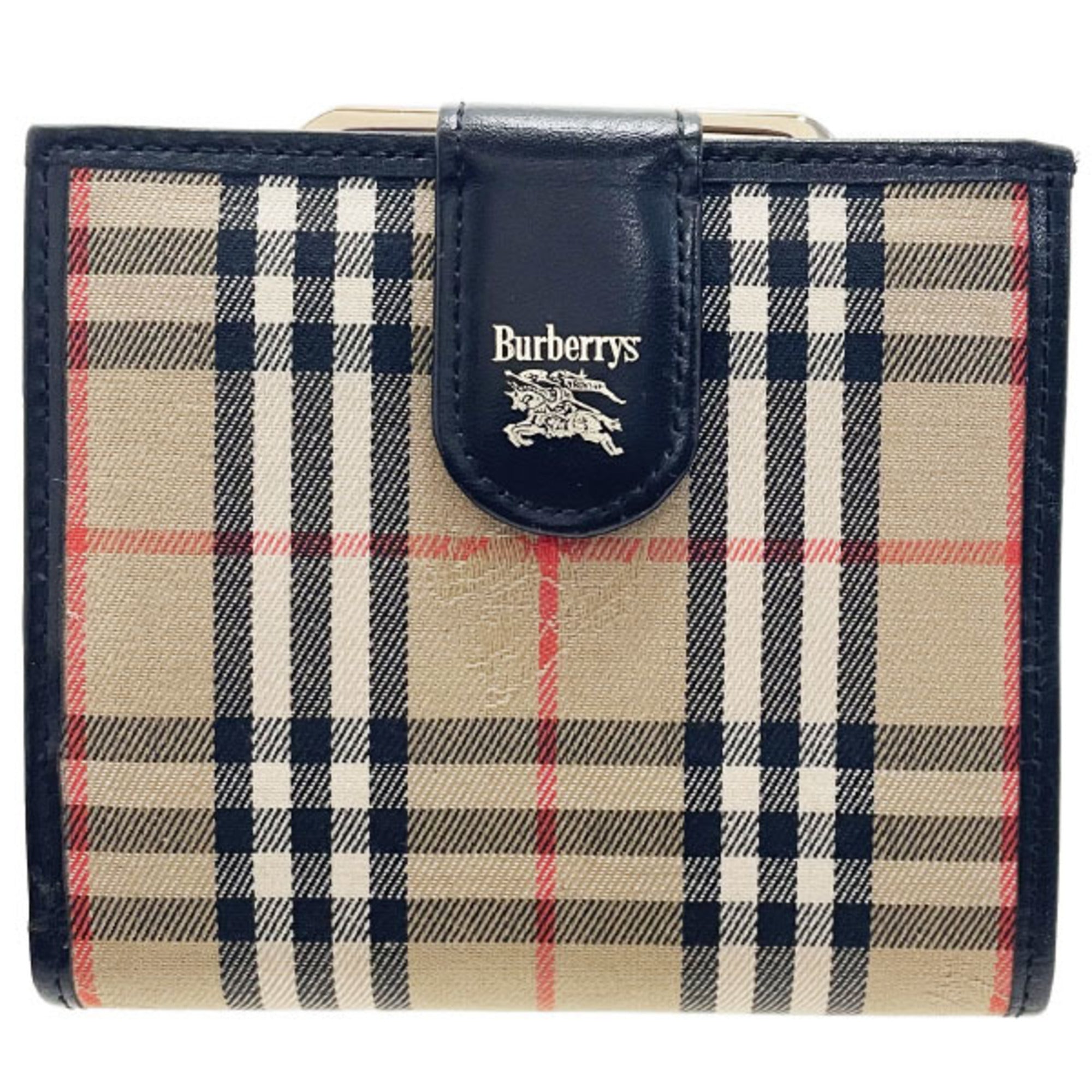 Burberry Beige Black Canvas Leather Wallet (Bi-Fold) (Pre-Owned)