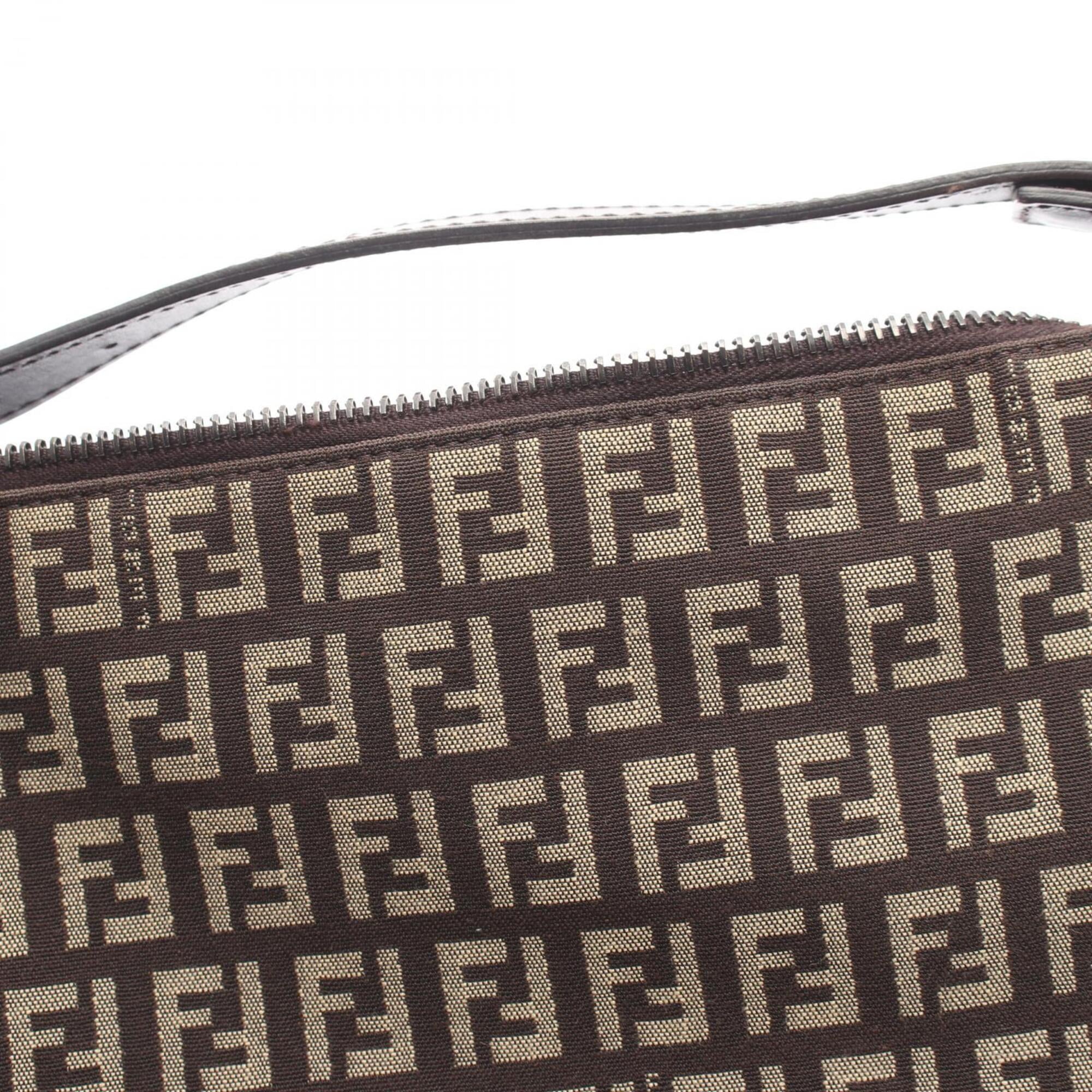 Fendi Beige Brown Canvas Leather Handbag (Pre-Owned)