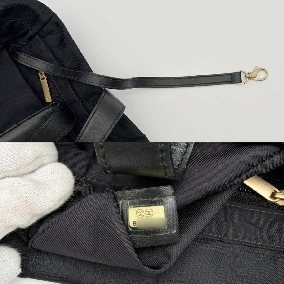 Chanel Black Nylon Jacquard Leather Tote Bag (Pre-Owned)