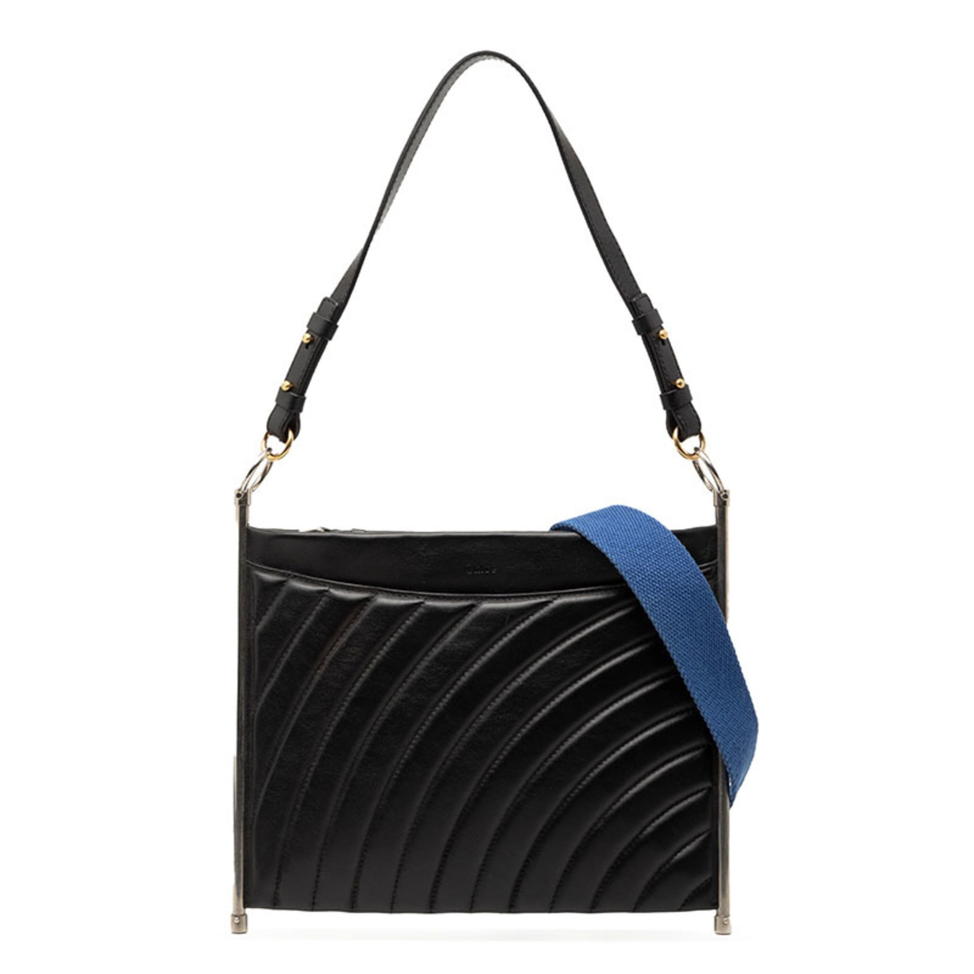 Chloé Black Leather Metal Handbag Shoulder Bag (Pre-Owned)
