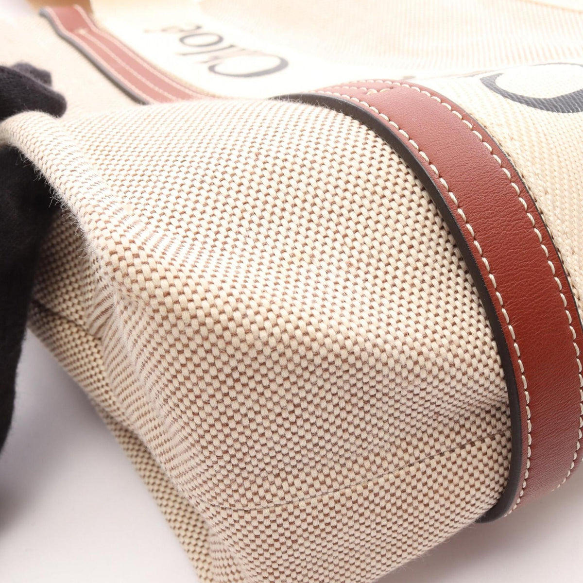 Chloé Beige Brown Canvas Leather Handbag Tote Bag (Pre-Owned)