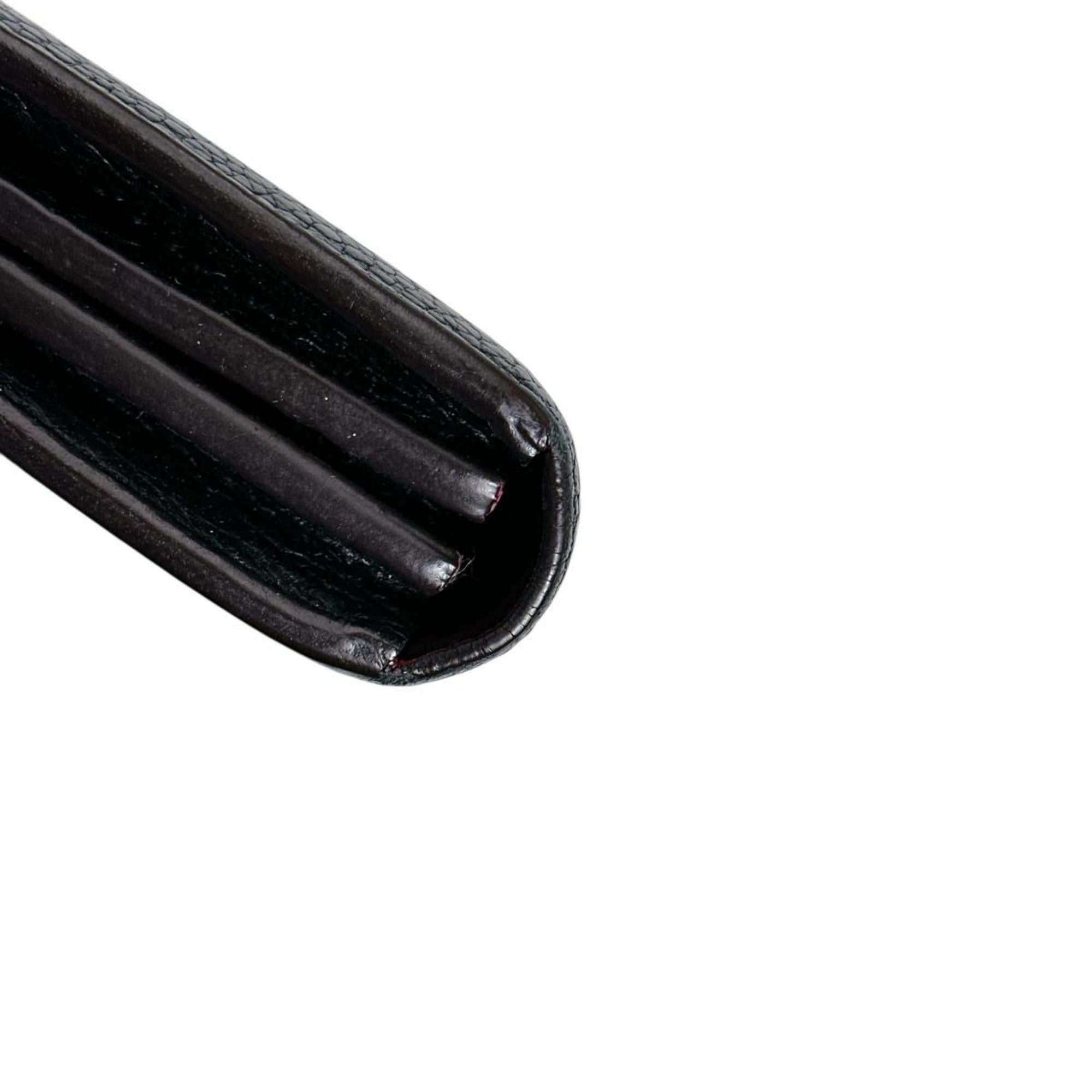 Louis Vuitton Black Noir Leather Long Wallet (Bi-Fold) (Pre-Owned)