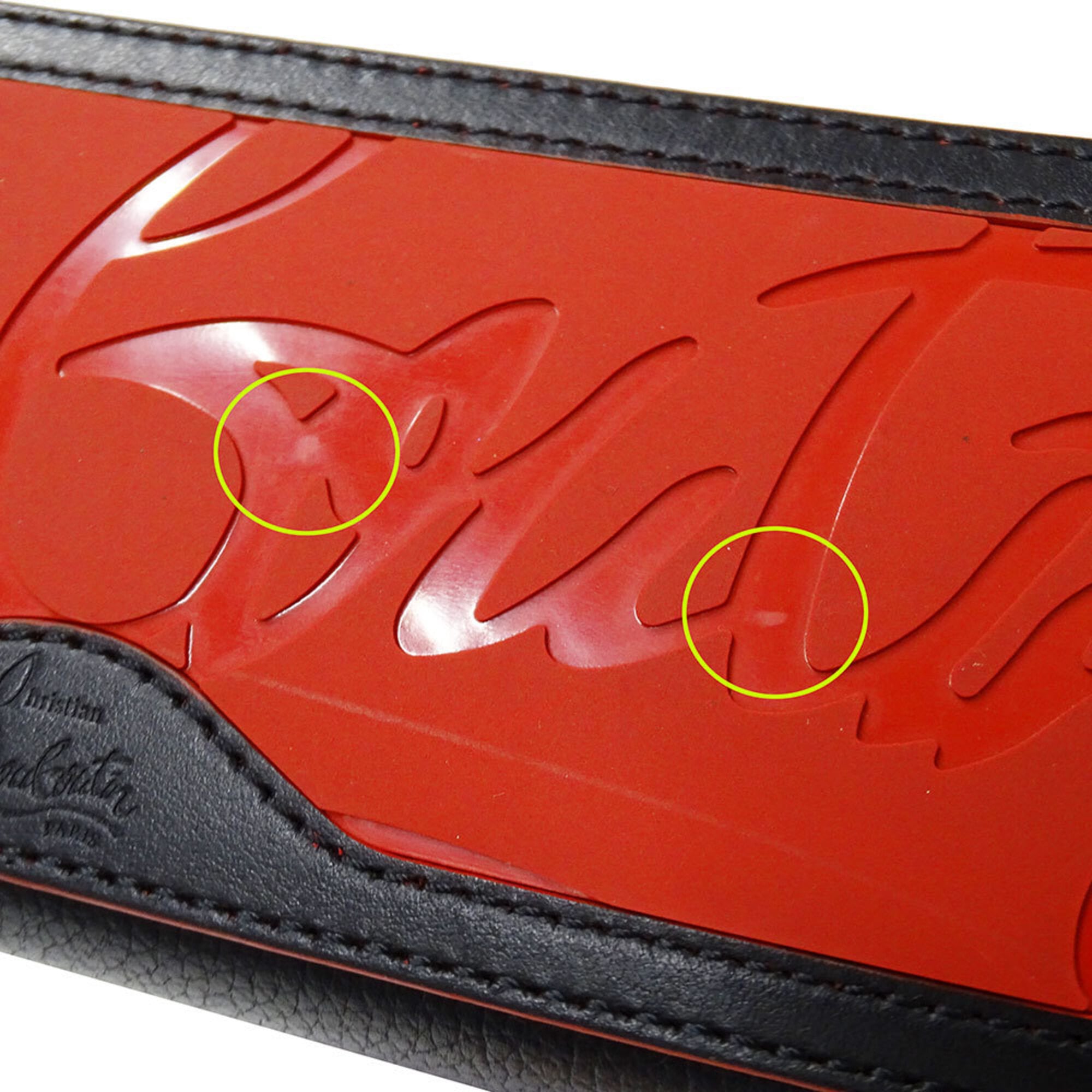 Christian Louboutin Black Red Color Leather Handbag Shoulder Bag (Pre-Owned)