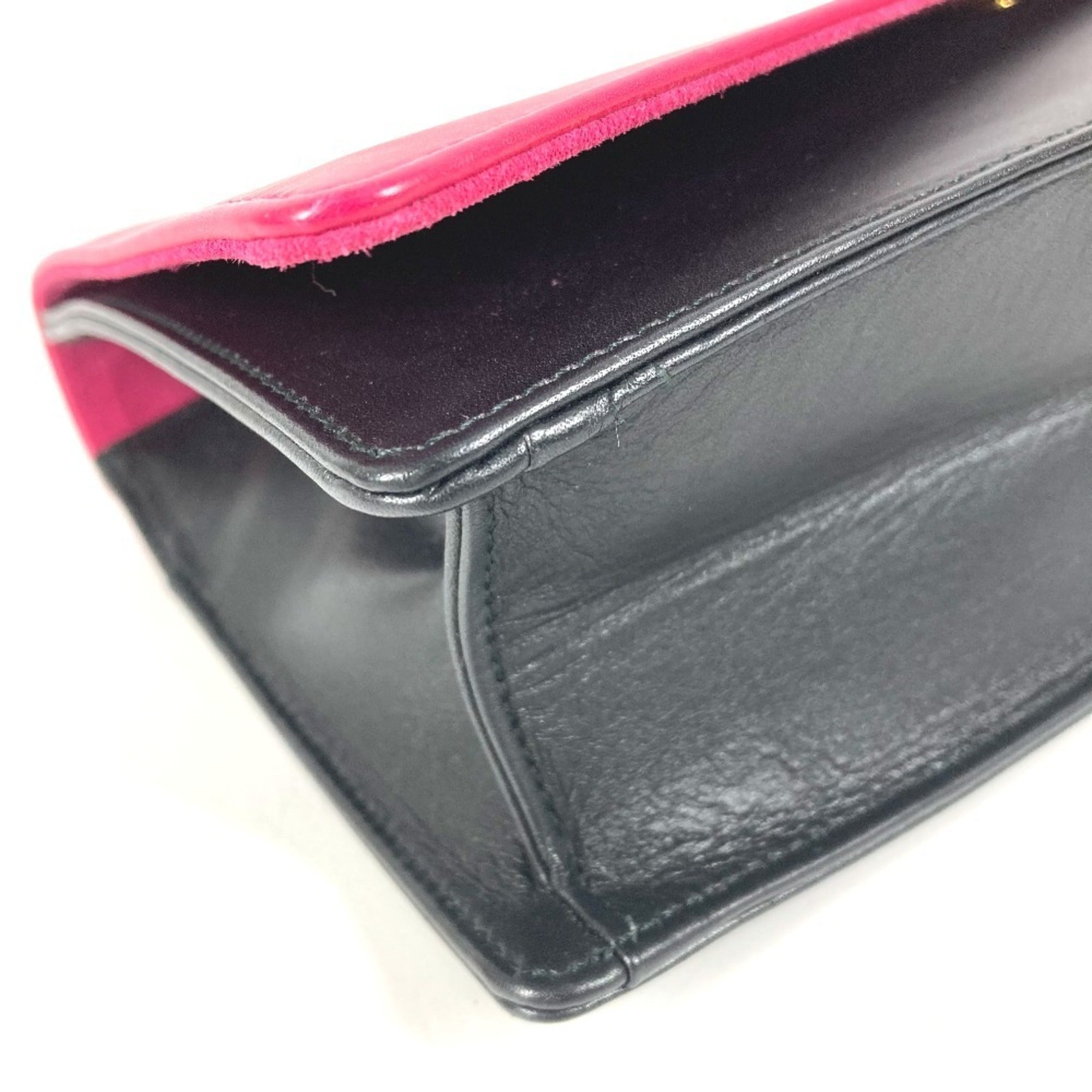 Yves Saint Laurent Black Pink Leather Clutch Bag Handbag (Pre-Owned)