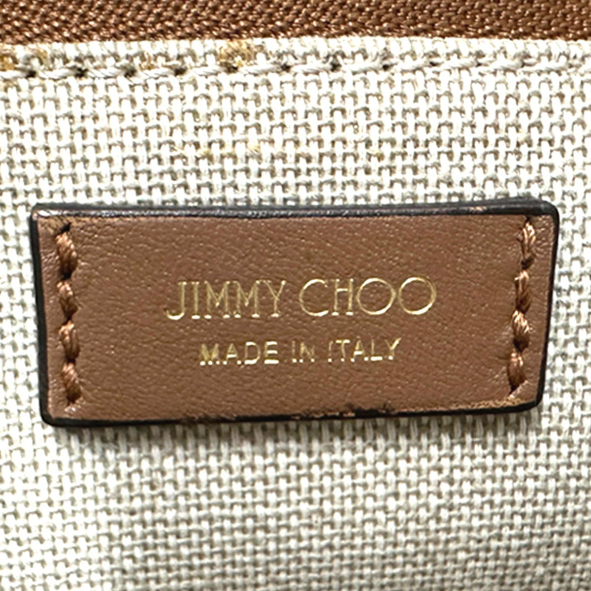 Jimmy Choo Black Brown Ivory Off-White Canvas Handbag Shoulder Bag (Pre-Owned)