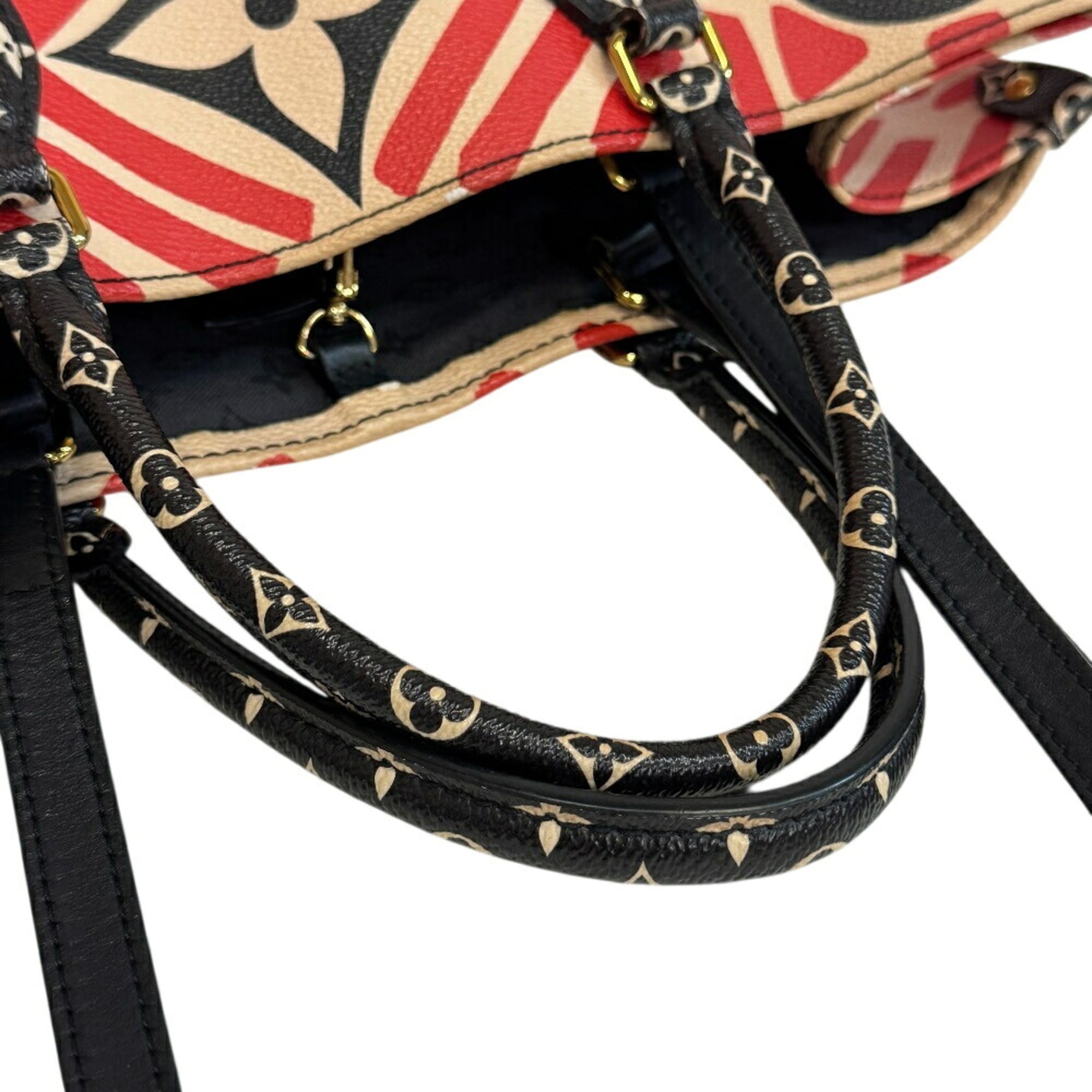 Louis Vuitton Beige Black Multi-Color Red Color Leather Handbag Shoulder Bag Tote Bag (Pre-Owned)