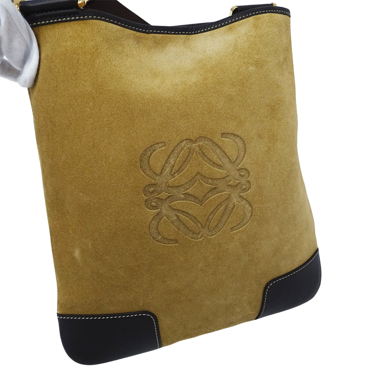 Loewe Beige Suede Handbag Shoulder Bag (Pre-Owned)
