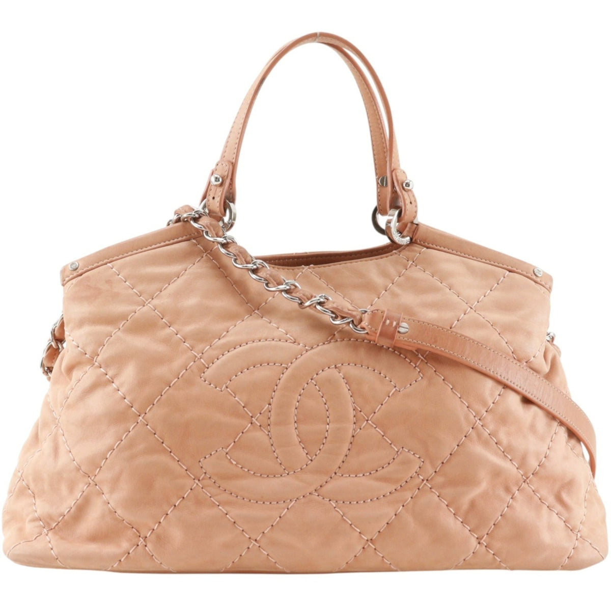 Chanel Pink Salmon Pink Leather Shoulder Bag (Pre-Owned)