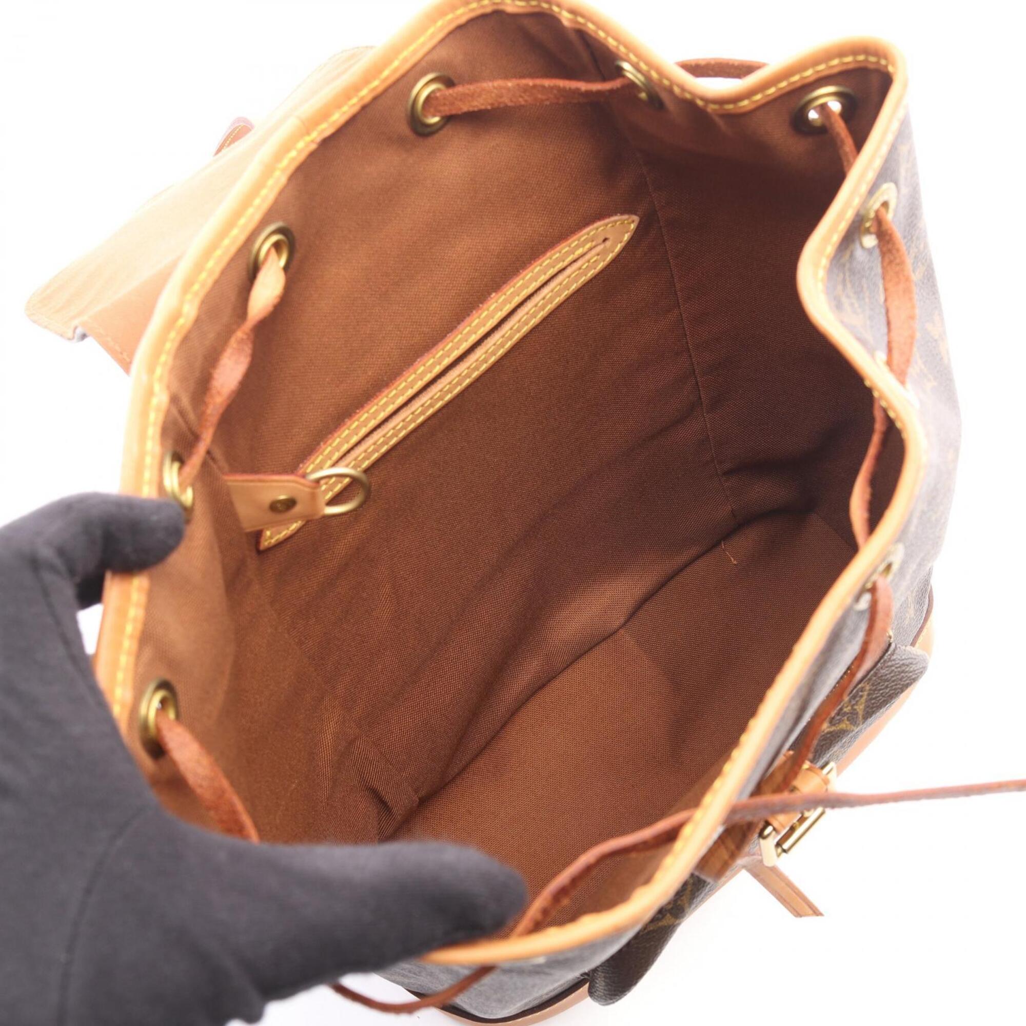 Louis Vuitton Brown Coated Canvas Leather Backpack Handbag (Pre-Owned)
