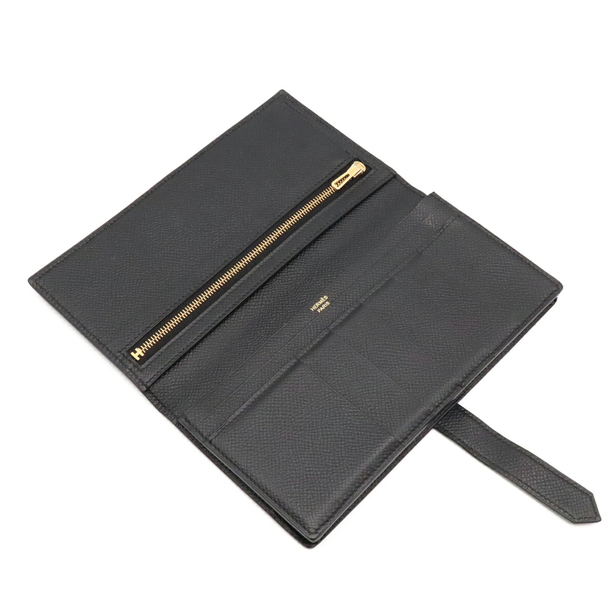 Hermes Black Epsom Leather Long Wallet (Bi-Fold) (Pre-Owned)