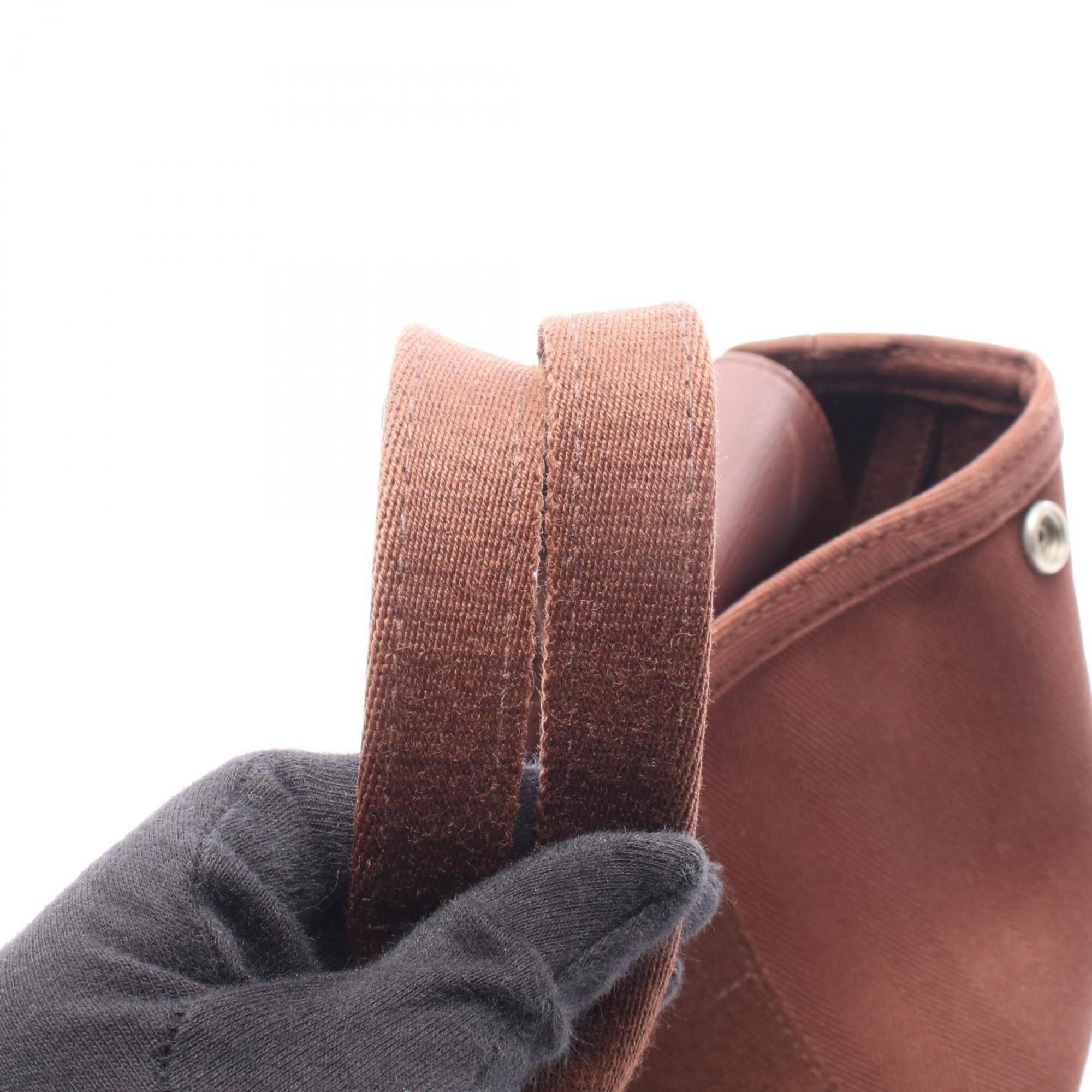 Hermes Brown Toile Chevron Leather Canvas Handbag (Pre-Owned)