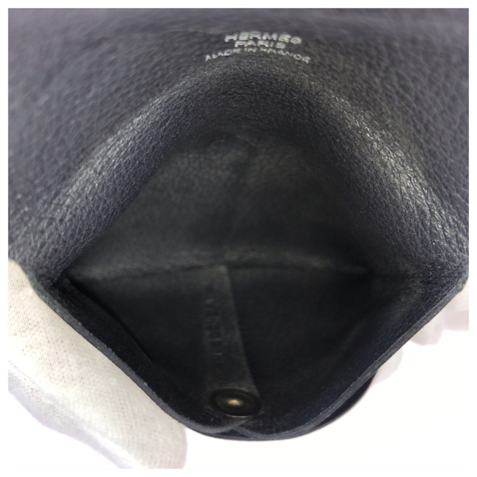 Hermes Black Leather Coin Purse/Coin Case (Pre-Owned)