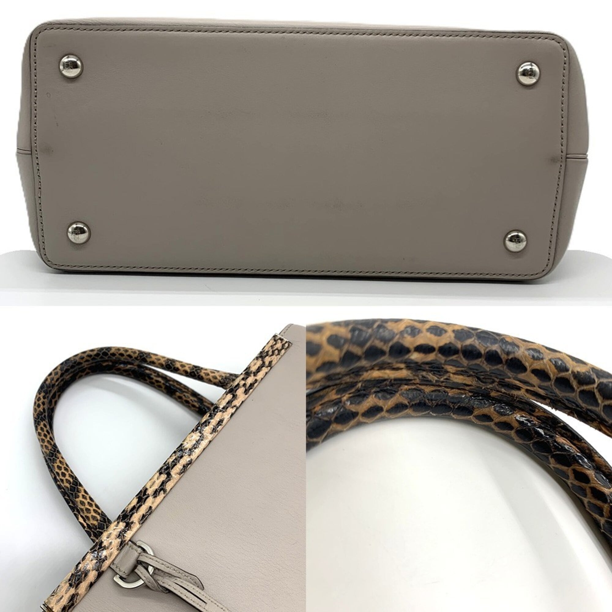 Fendi Beige Leather Handbag Shoulder Bag (Pre-Owned)