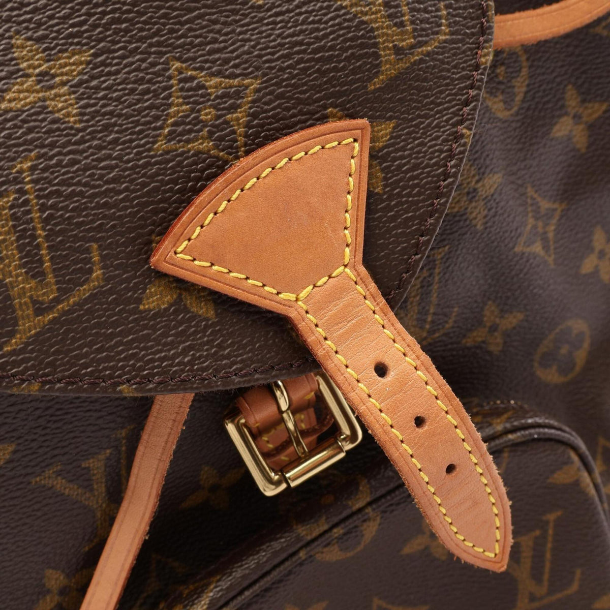 Louis Vuitton Brown Coated Canvas Leather Backpack Handbag (Pre-Owned)