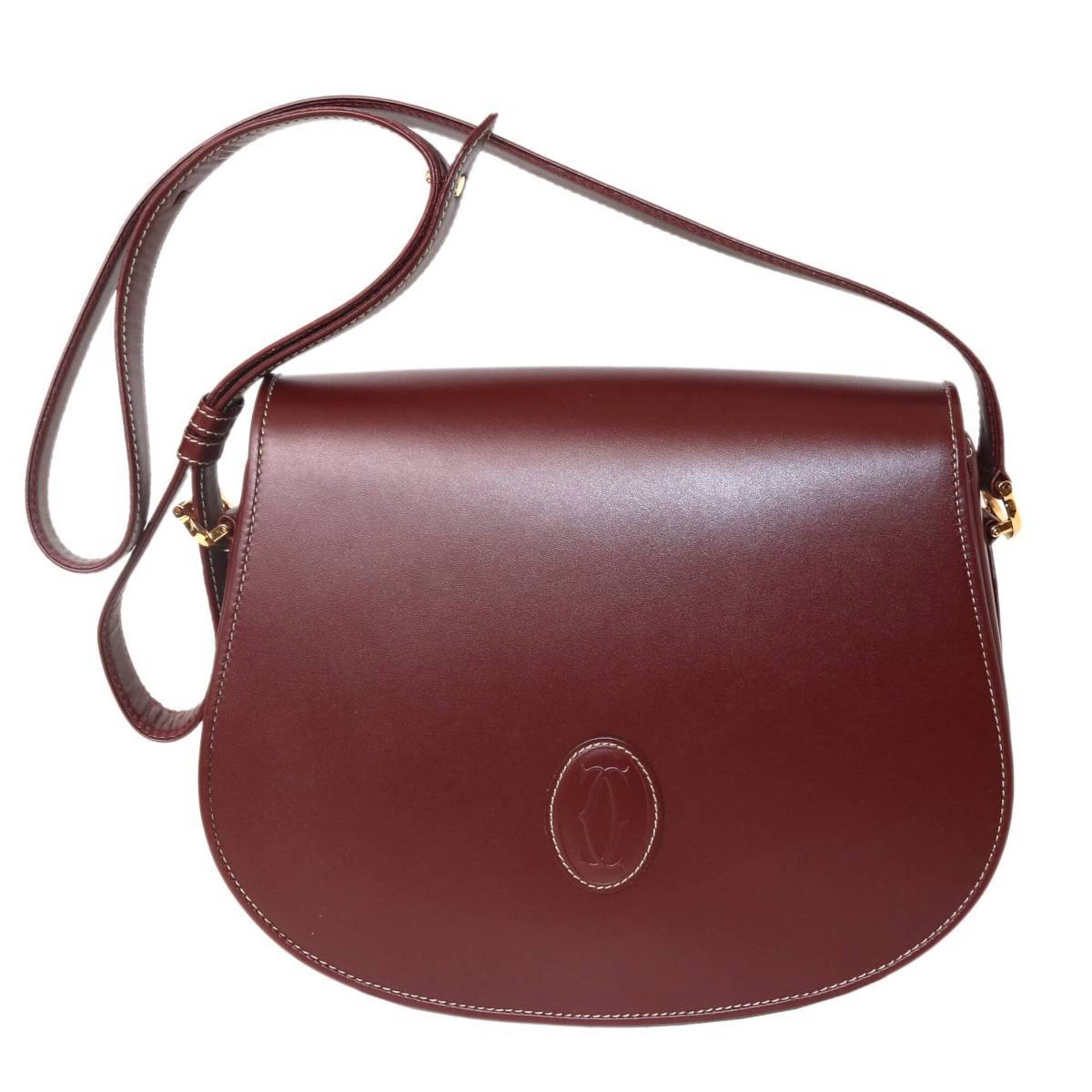 Cartier Bordeaux Leather Shoulder Bag (Pre-Owned)