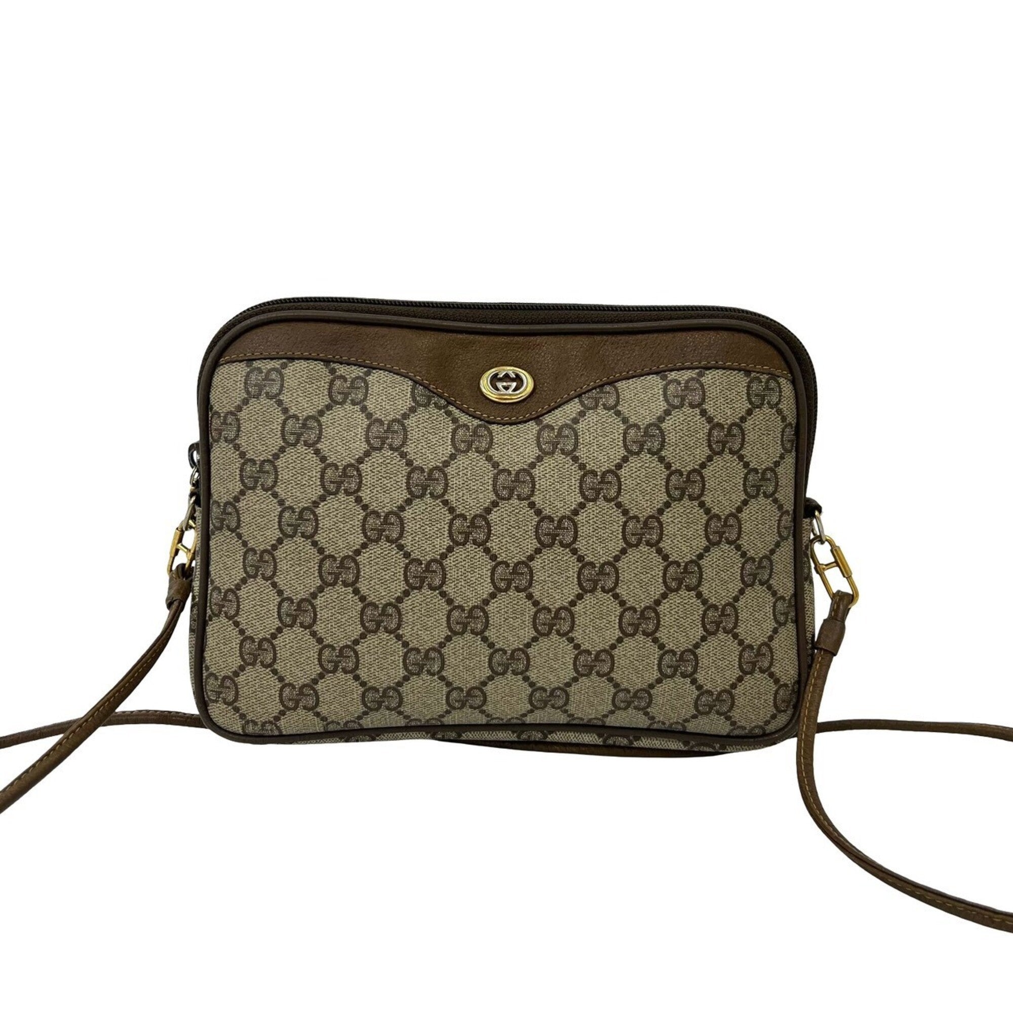 Gucci Brown Leather Pvc Pochette Shoulder Bag (Pre-Owned)
