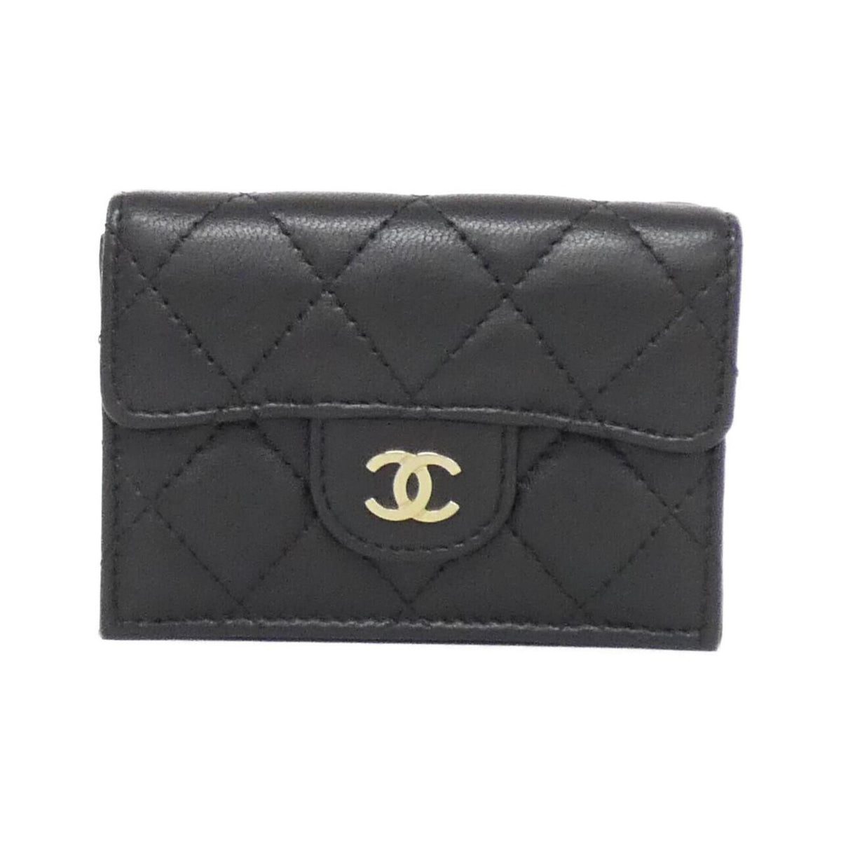 Chanel Black Bordeaux Leather Wallet (Tri-Fold) (Pre-Owned)