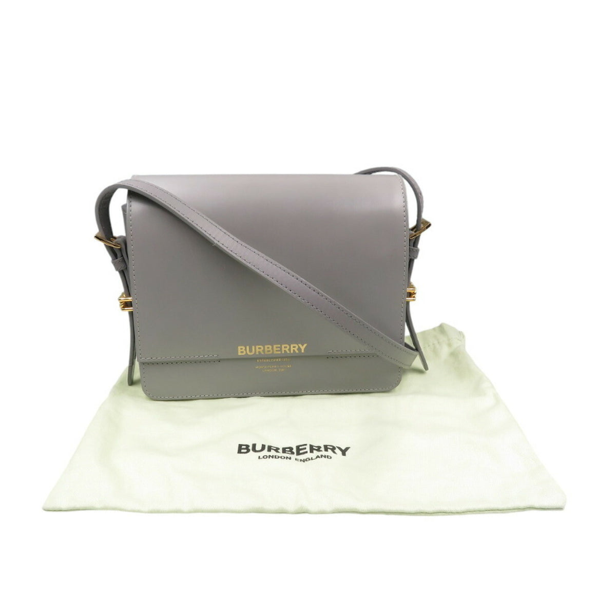 Burberry Gray Leather Shoulder Bag (Pre-Owned)