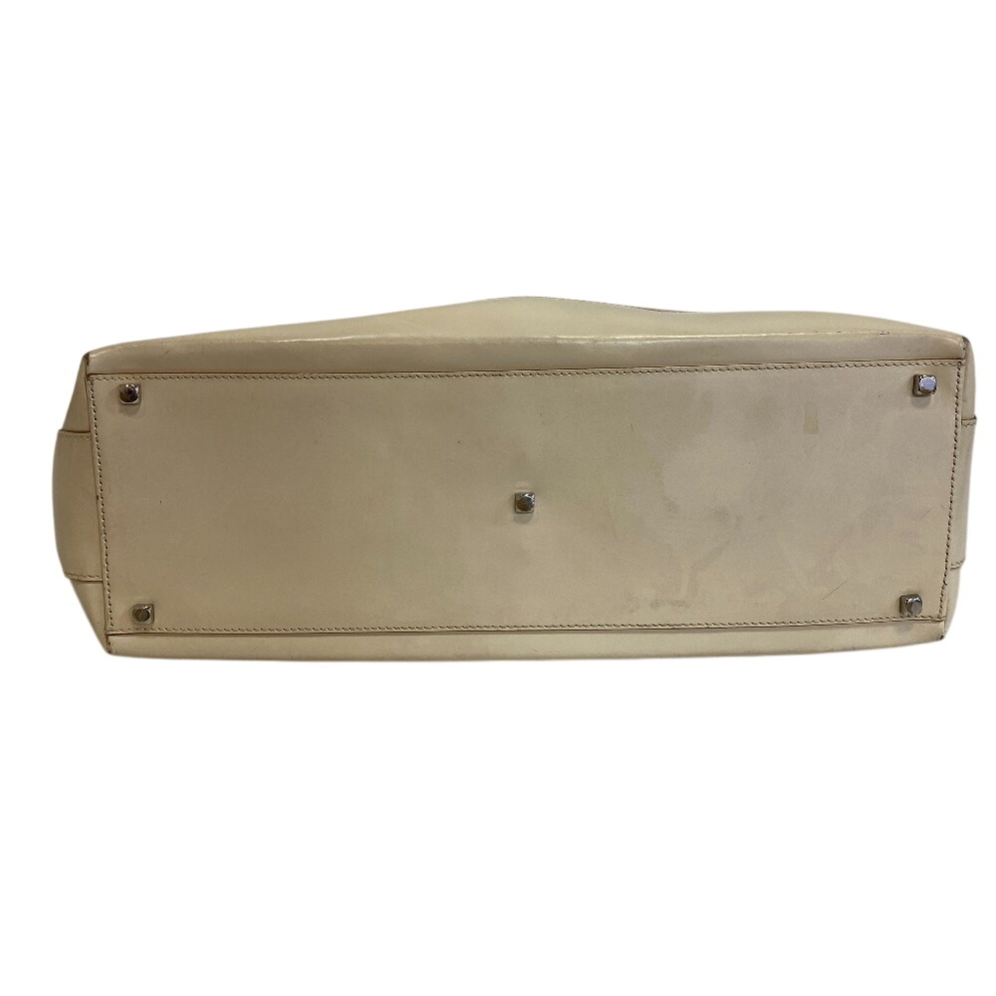 Salvatore Ferragamo Beige White Canvas Leather Handbag Shoulder Bag (Pre-Owned)