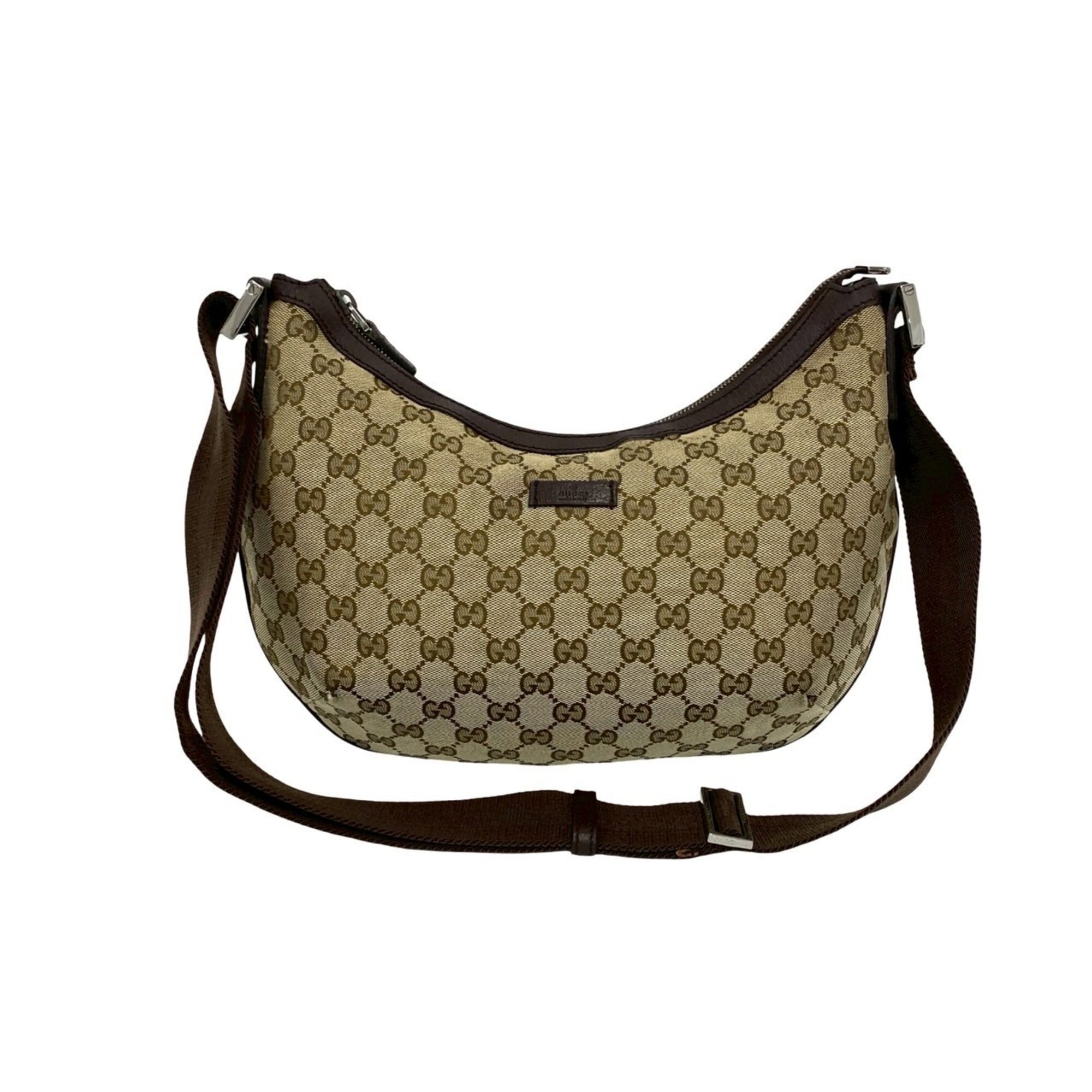 Gucci Brown Canvas Leather Pochette Shoulder Bag (Pre-Owned)