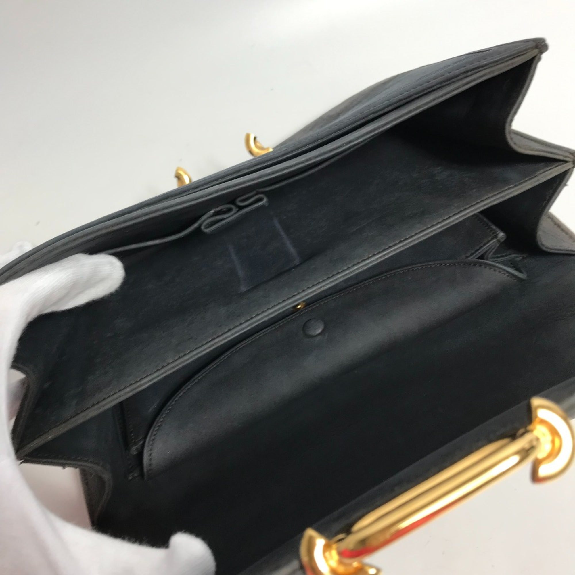 Hermes Gray Leather Shoulder Bag (Pre-Owned)